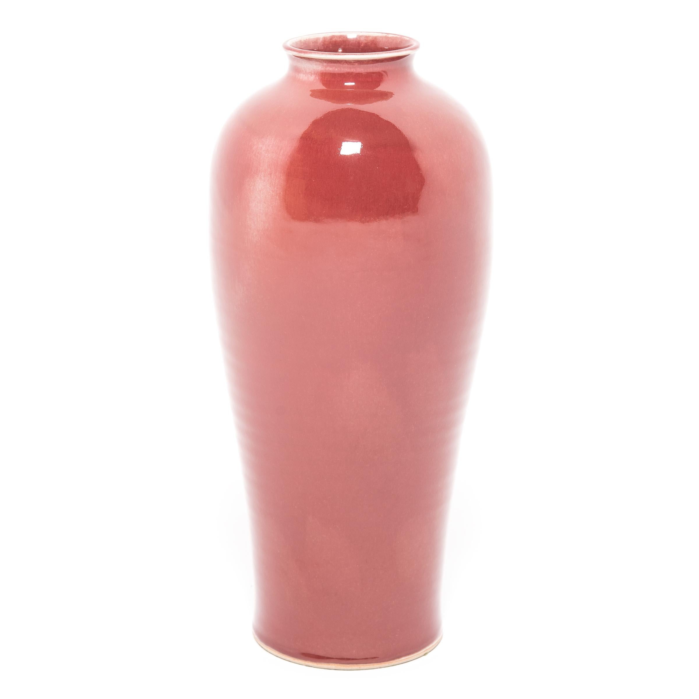 Glazed Chinese Tall Oxblood Meiping Vase
