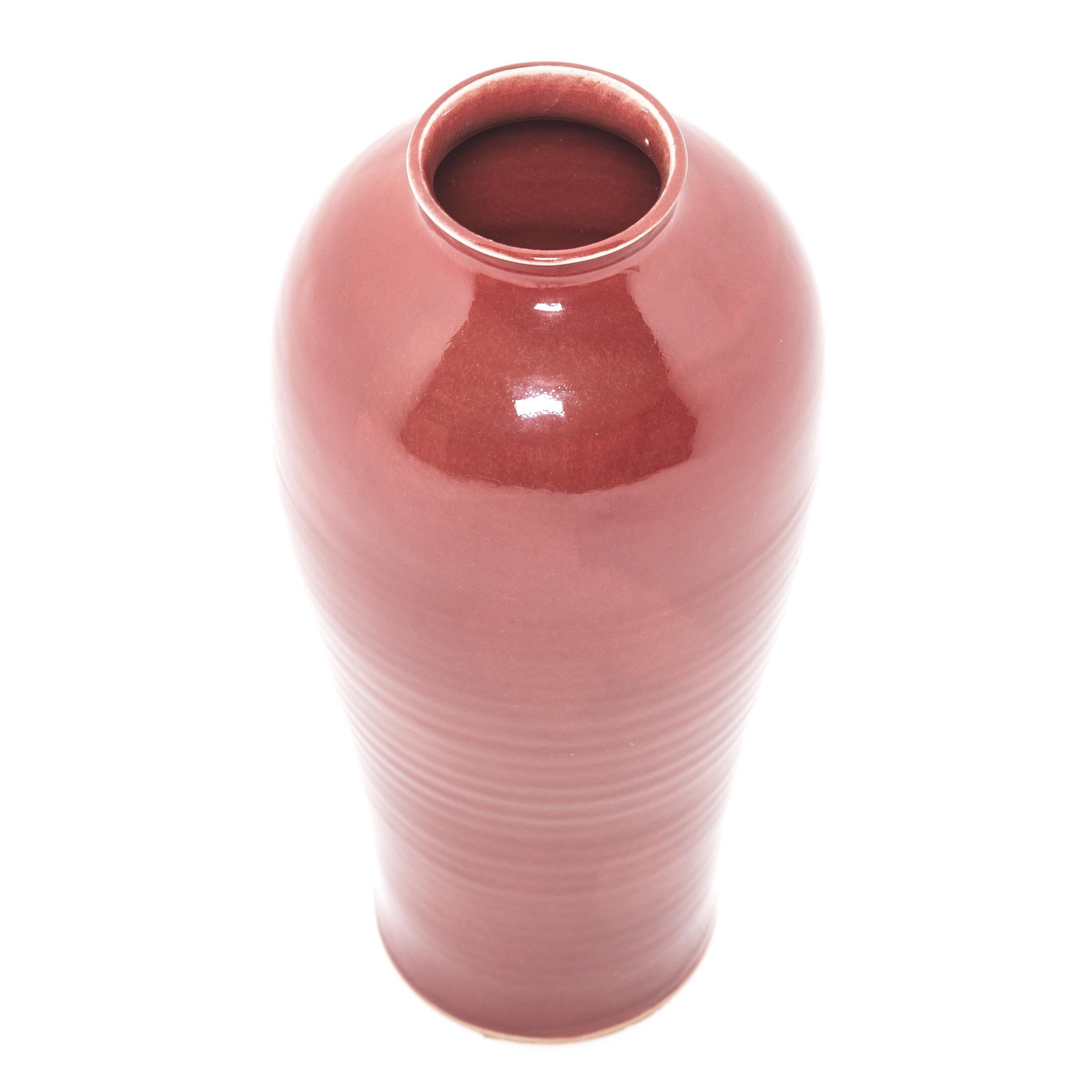 Contemporary Chinese Tall Oxblood Meiping Vase