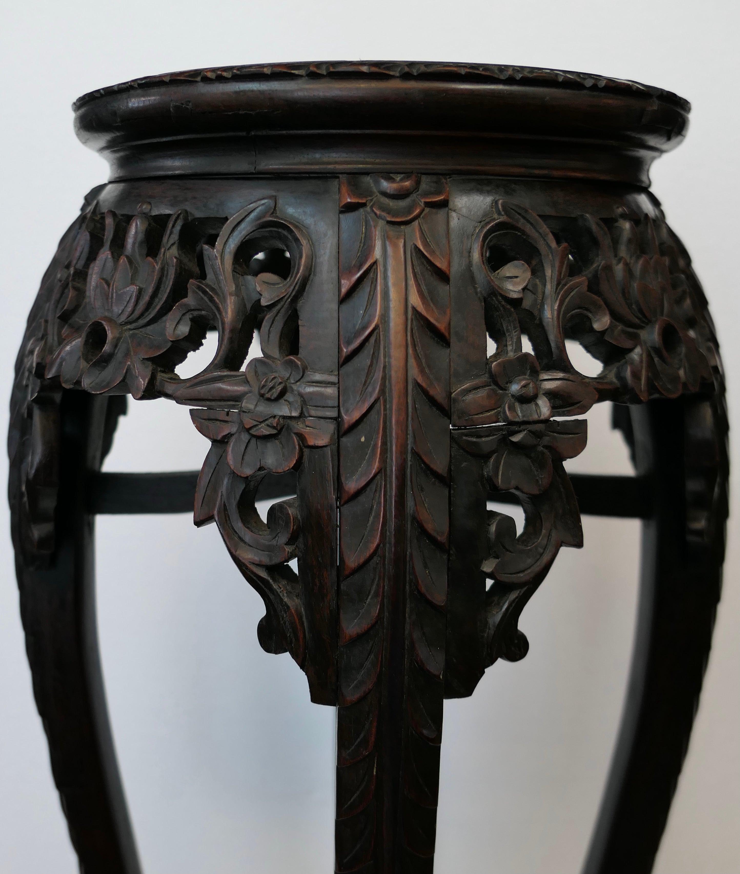 Chinese Tall Teak Pedestal Table For Sale 1