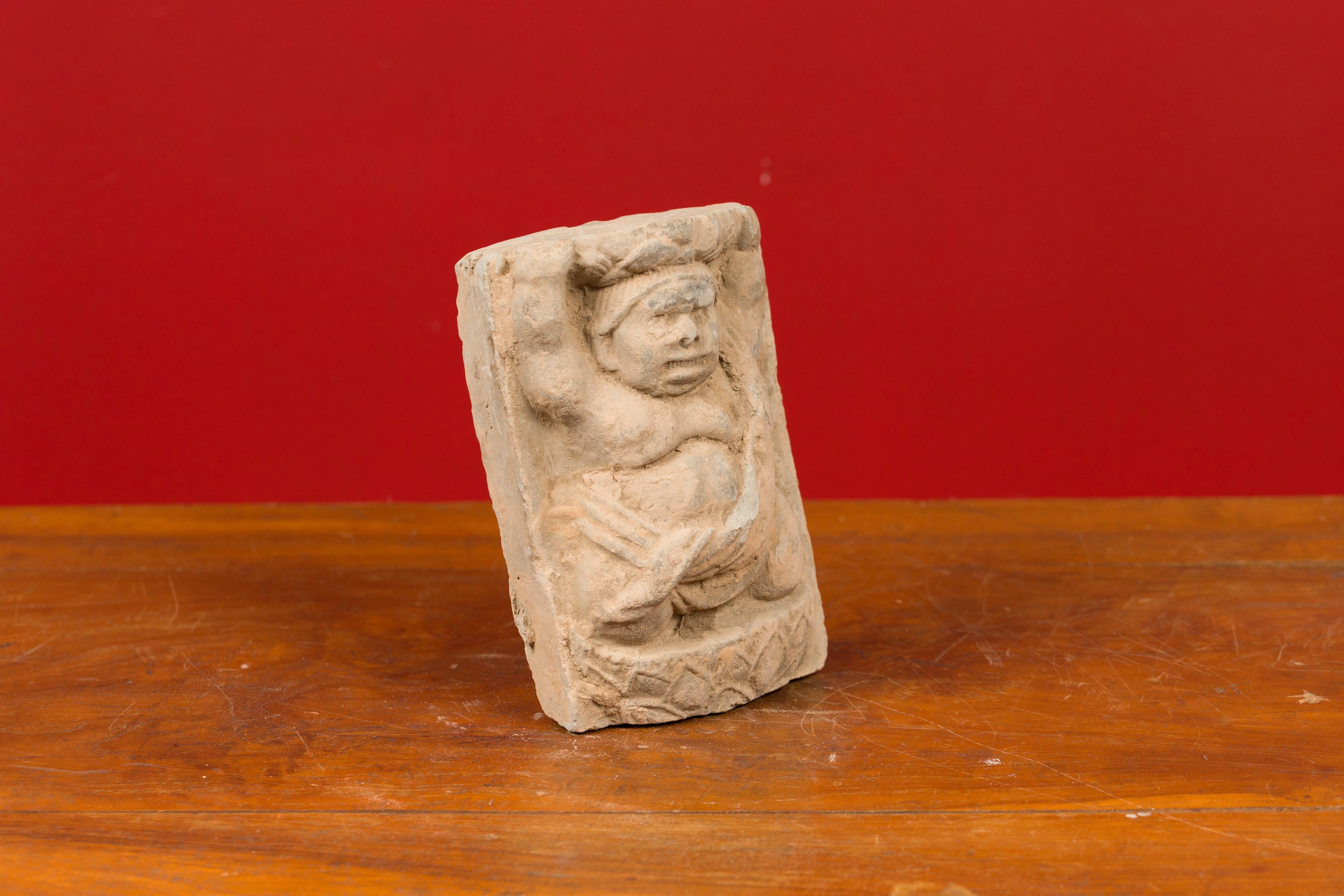 Chinese Tang Dynasty Carved Stone Wall Plaque Depicting a Male Figure 2