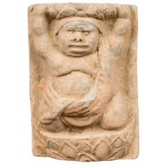 Chinese Tang Dynasty Carved Stone Wall Plaque Depicting a Male Figure