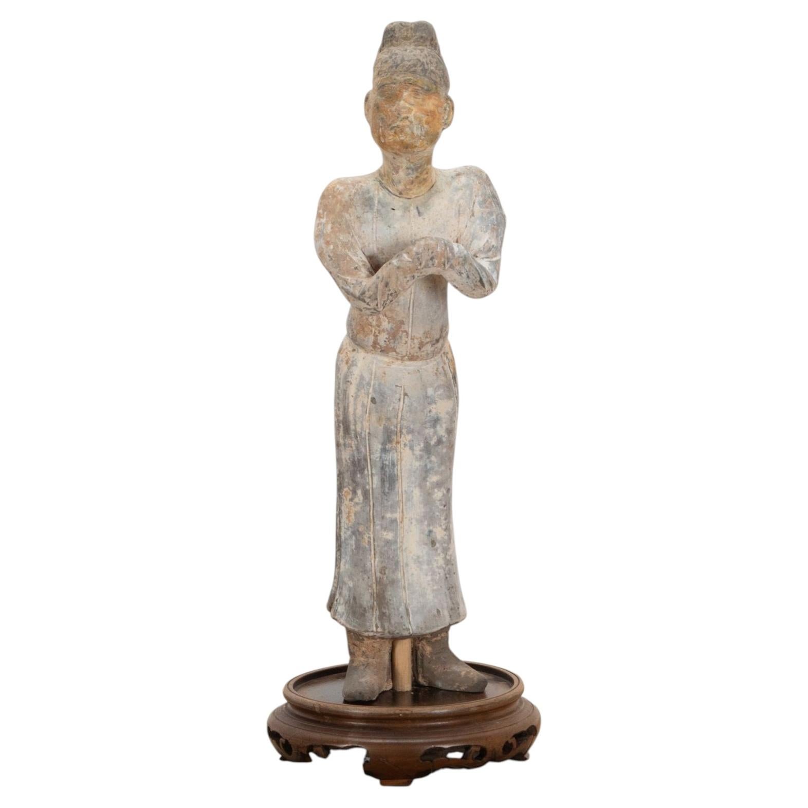Chinese Tang Dynasty Court Official Terracotta Figure 618-907AD For Sale