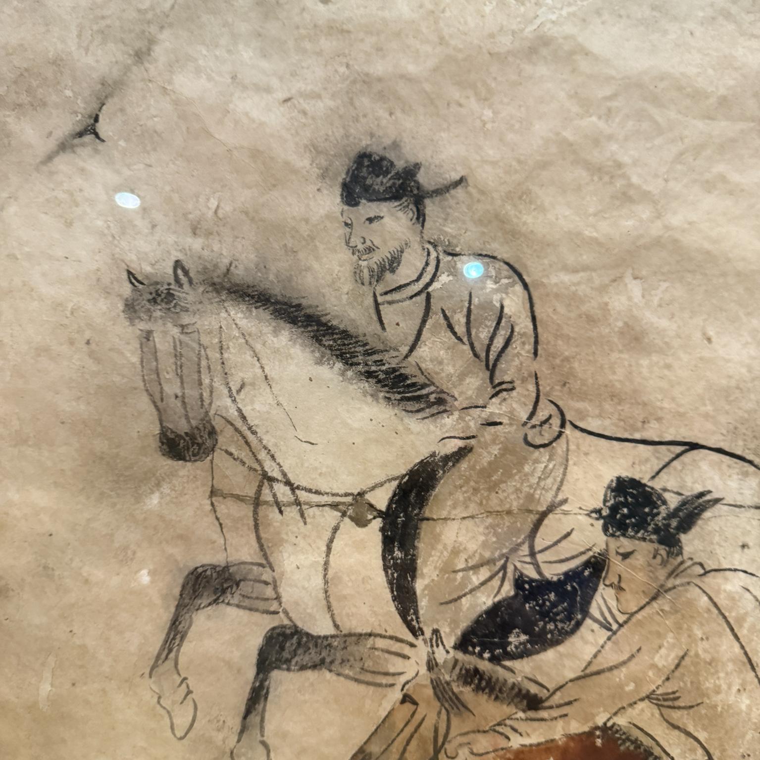 Giocatori di polo della dinastia Tang Dynasty cinese, lavatura a inchiostro su carta fatta a mano in vendita 3