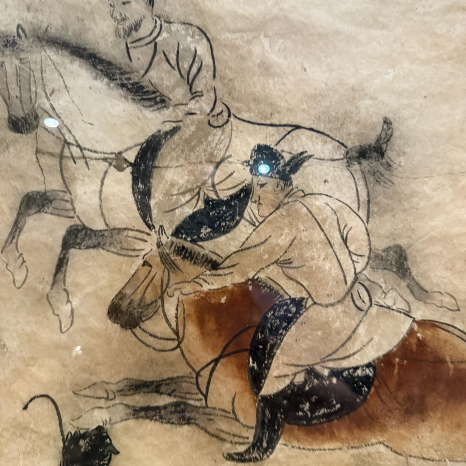 Giocatori di polo della dinastia Tang Dynasty cinese, lavatura a inchiostro su carta fatta a mano in vendita 4
