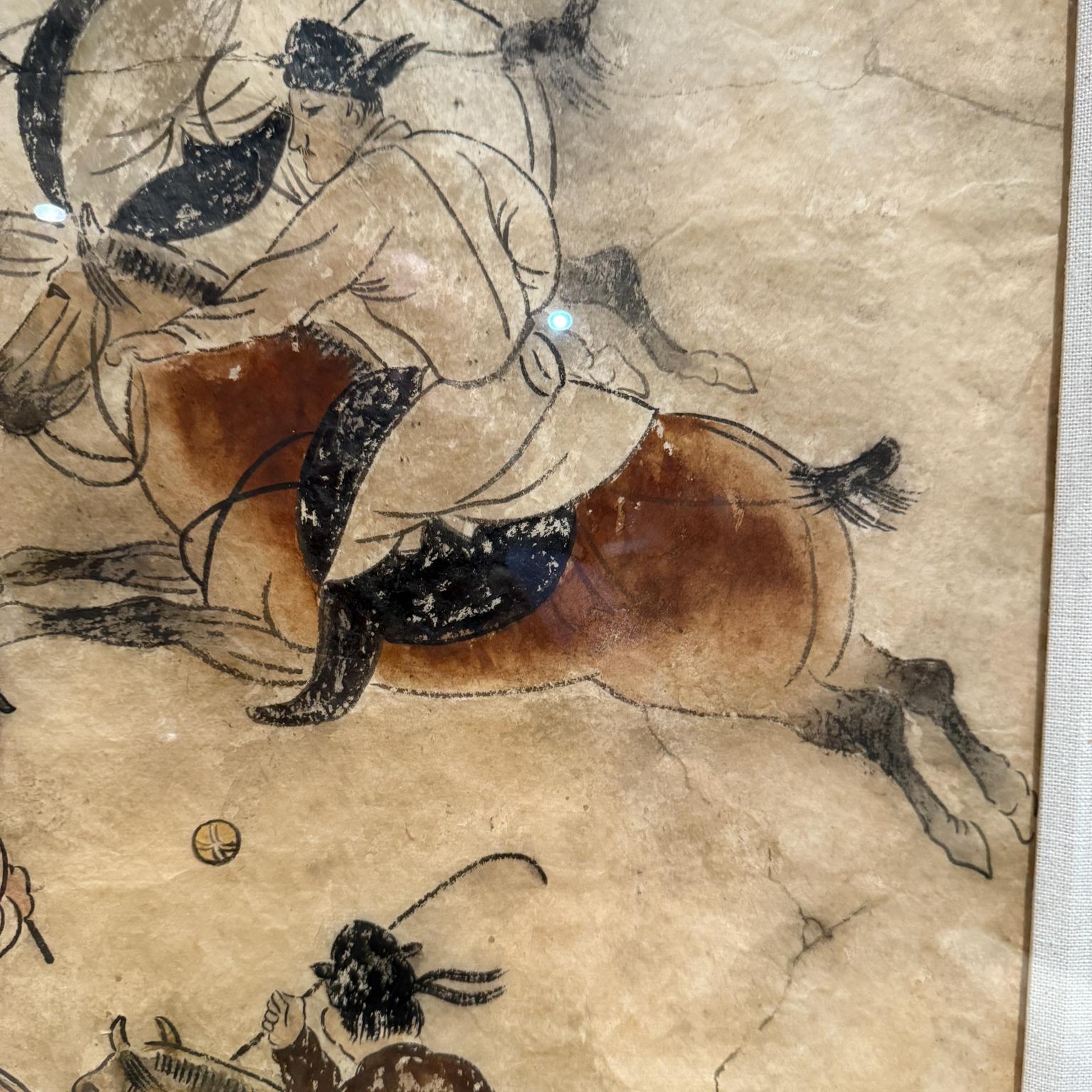Giocatori di polo della dinastia Tang Dynasty cinese, lavatura a inchiostro su carta fatta a mano in vendita 5