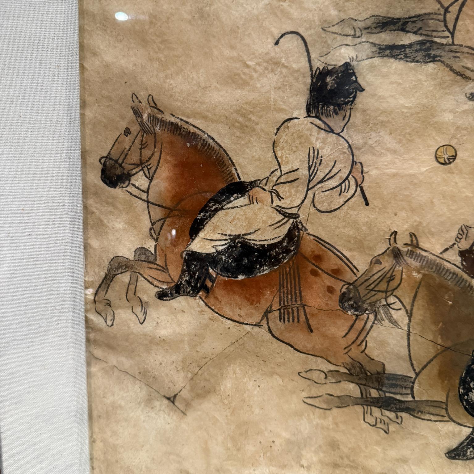 Giocatori di polo della dinastia Tang Dynasty cinese, lavatura a inchiostro su carta fatta a mano in vendita 7