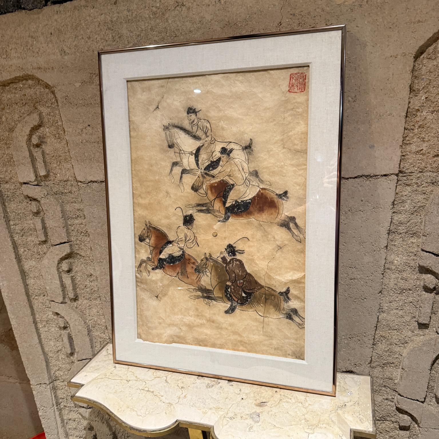 Giocatori di polo della dinastia Tang Dynasty cinese, lavatura a inchiostro su carta fatta a mano in vendita 1