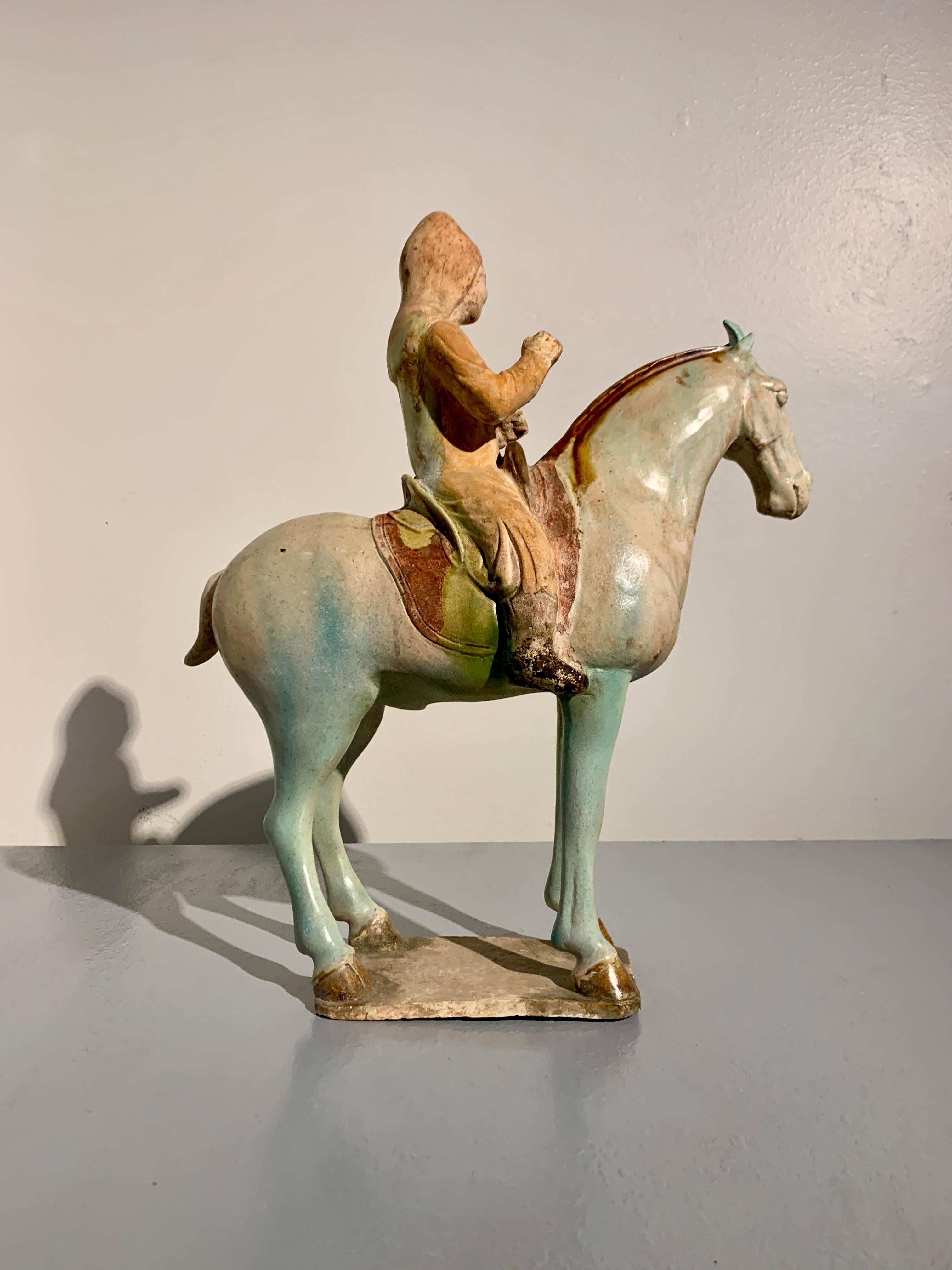 Chinese Tang Dynasty Sancai Glazed Horse and Rider, TL Tested, China For Sale 2