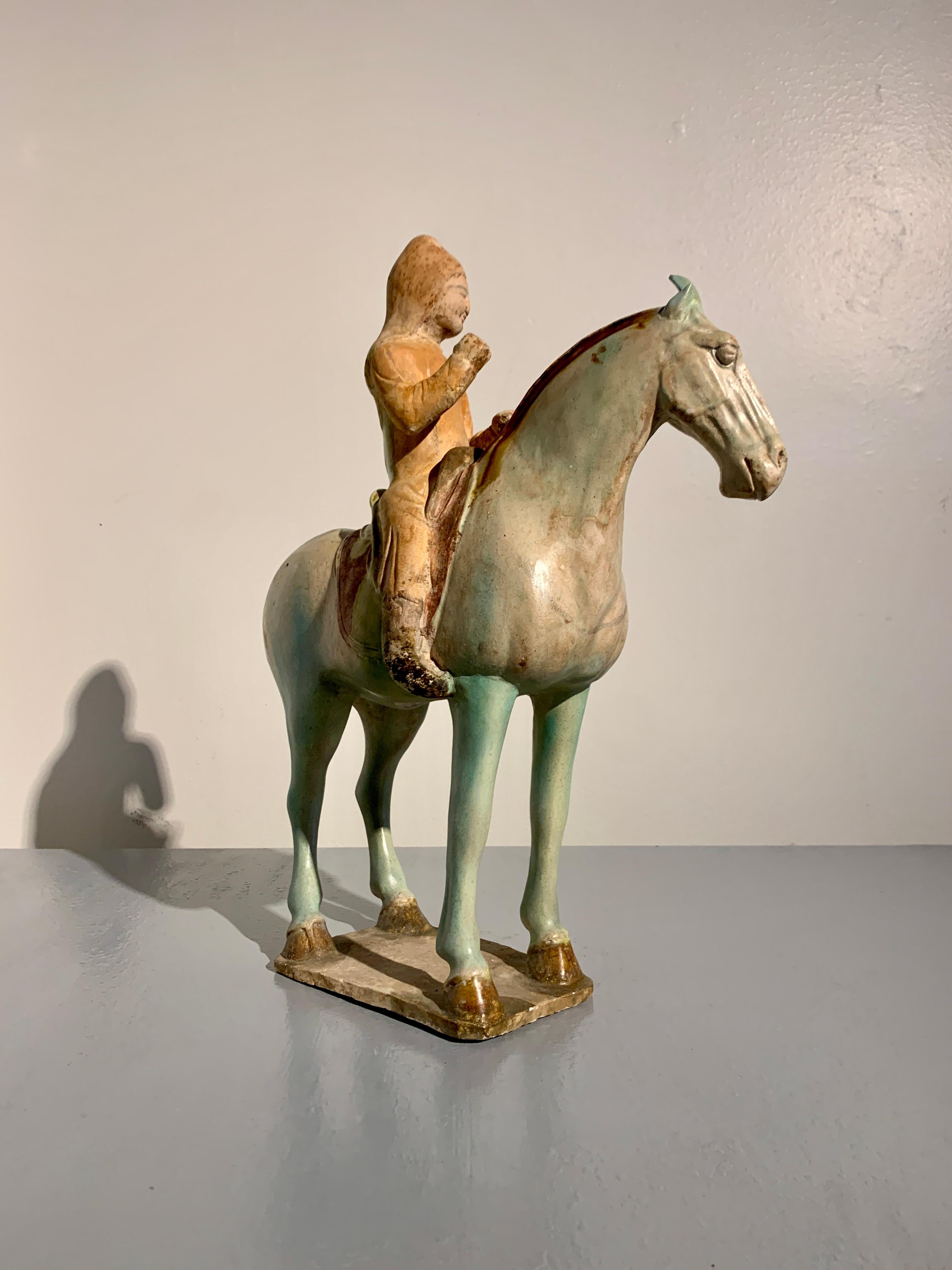Chinese Tang Dynasty Sancai Glazed Horse and Rider, TL Tested, China For Sale 3
