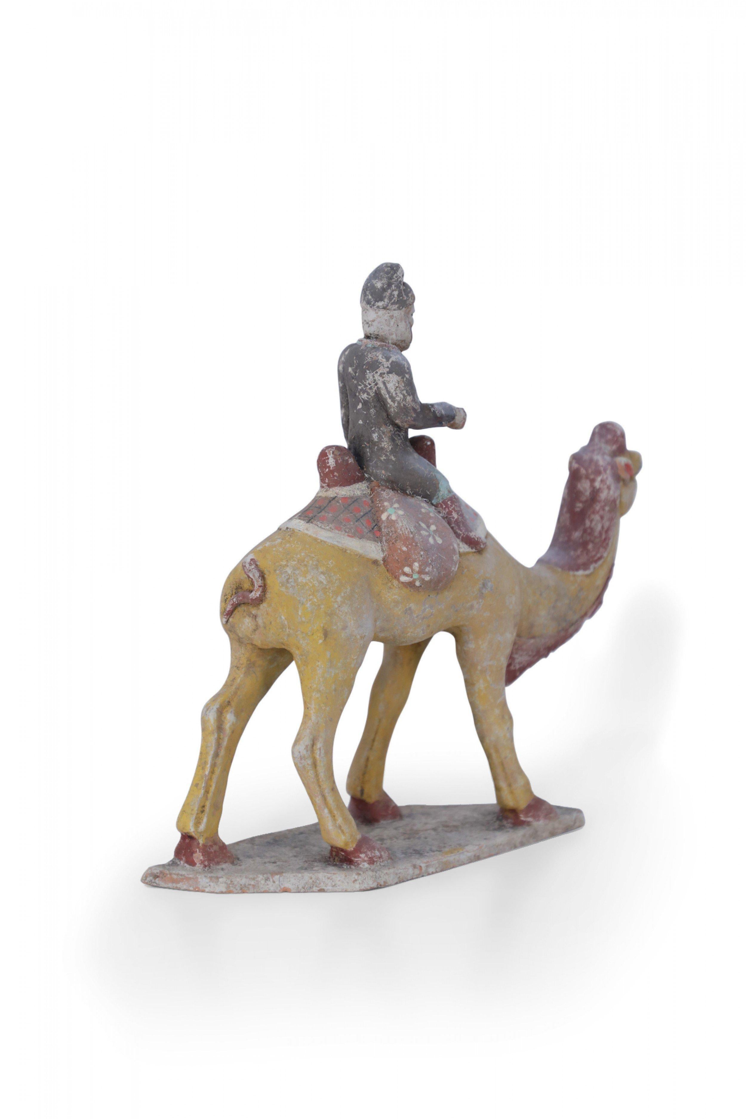 20th Century Chinese Tang Dynasty-Style Camel with Rider Tomb Figure For Sale