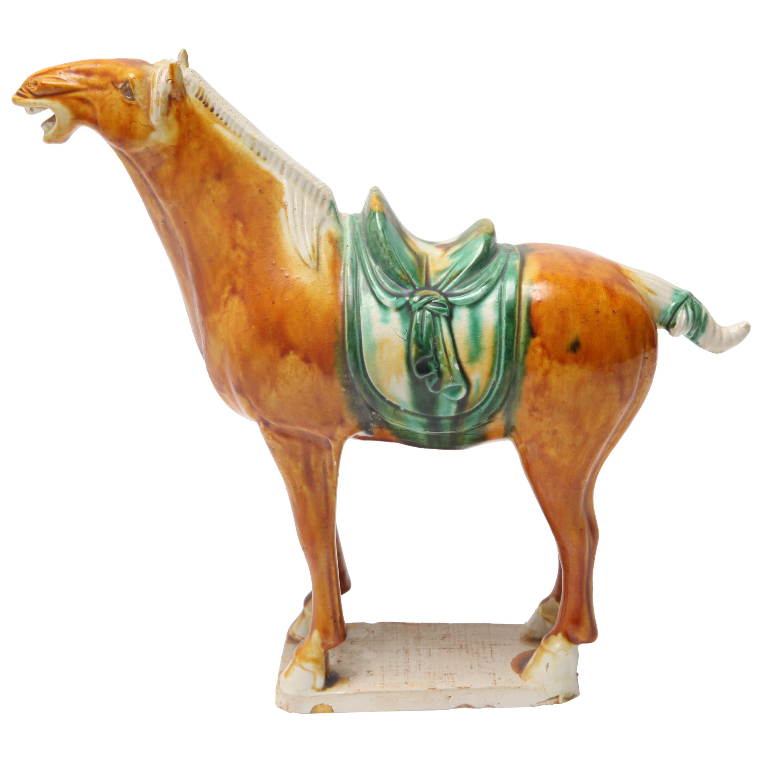Chinese Tang Dynasty Style Glazed Ceramic Horse Figure
