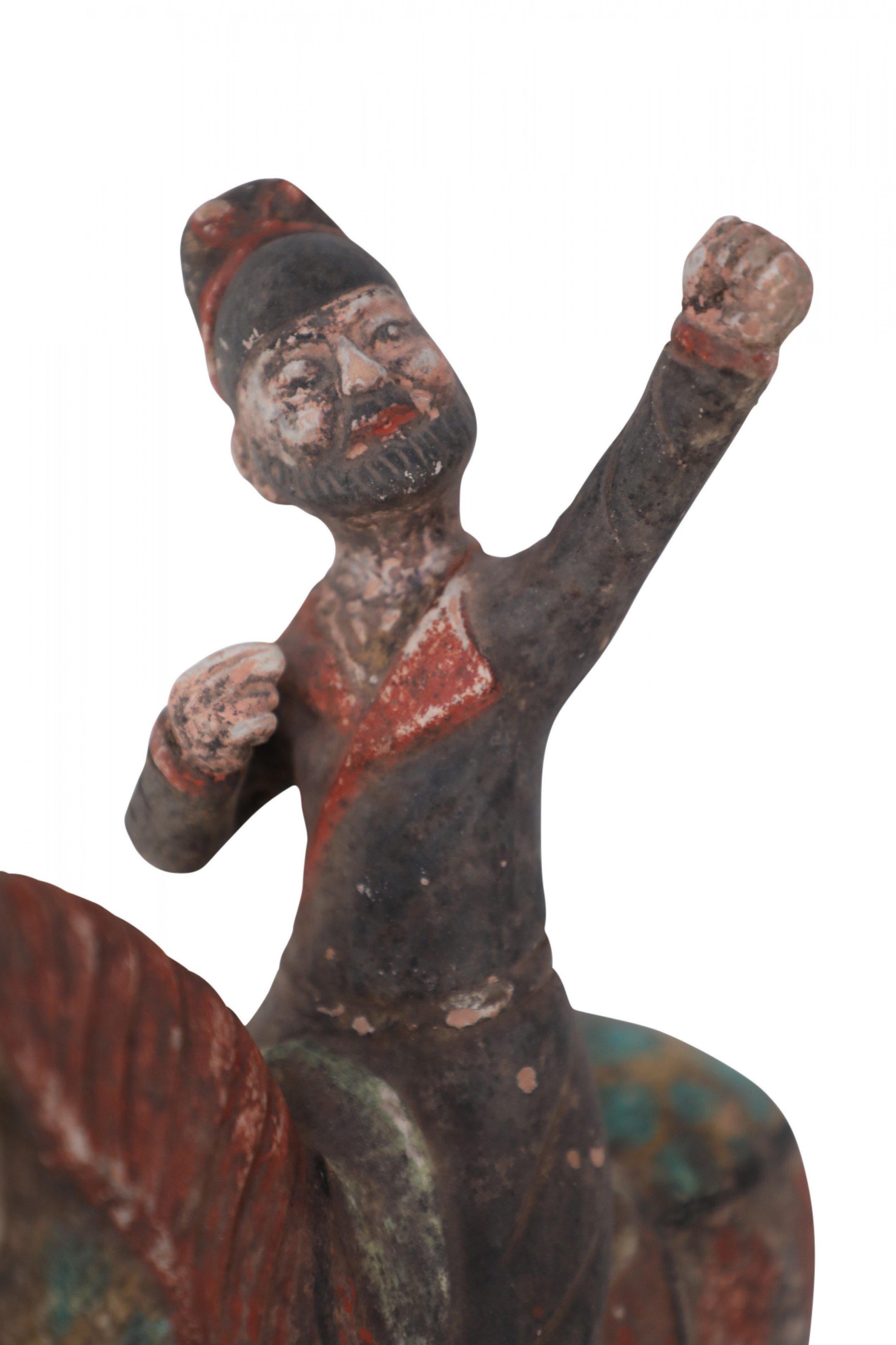 Chinese Tang Dynasty-Style Man and Horse Terra Cotta Tomb Figure For Sale 4