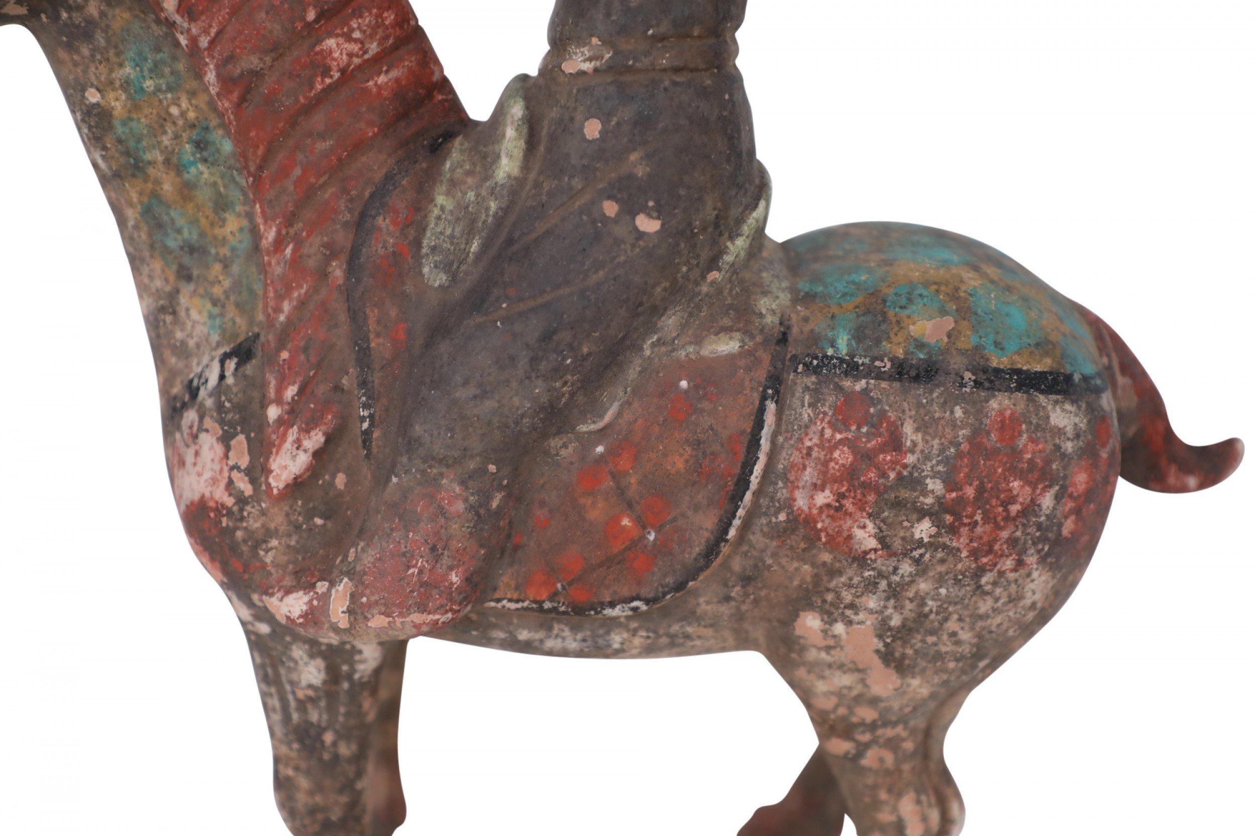 Chinese Tang Dynasty-Style Man and Horse Terra Cotta Tomb Figure For Sale 5