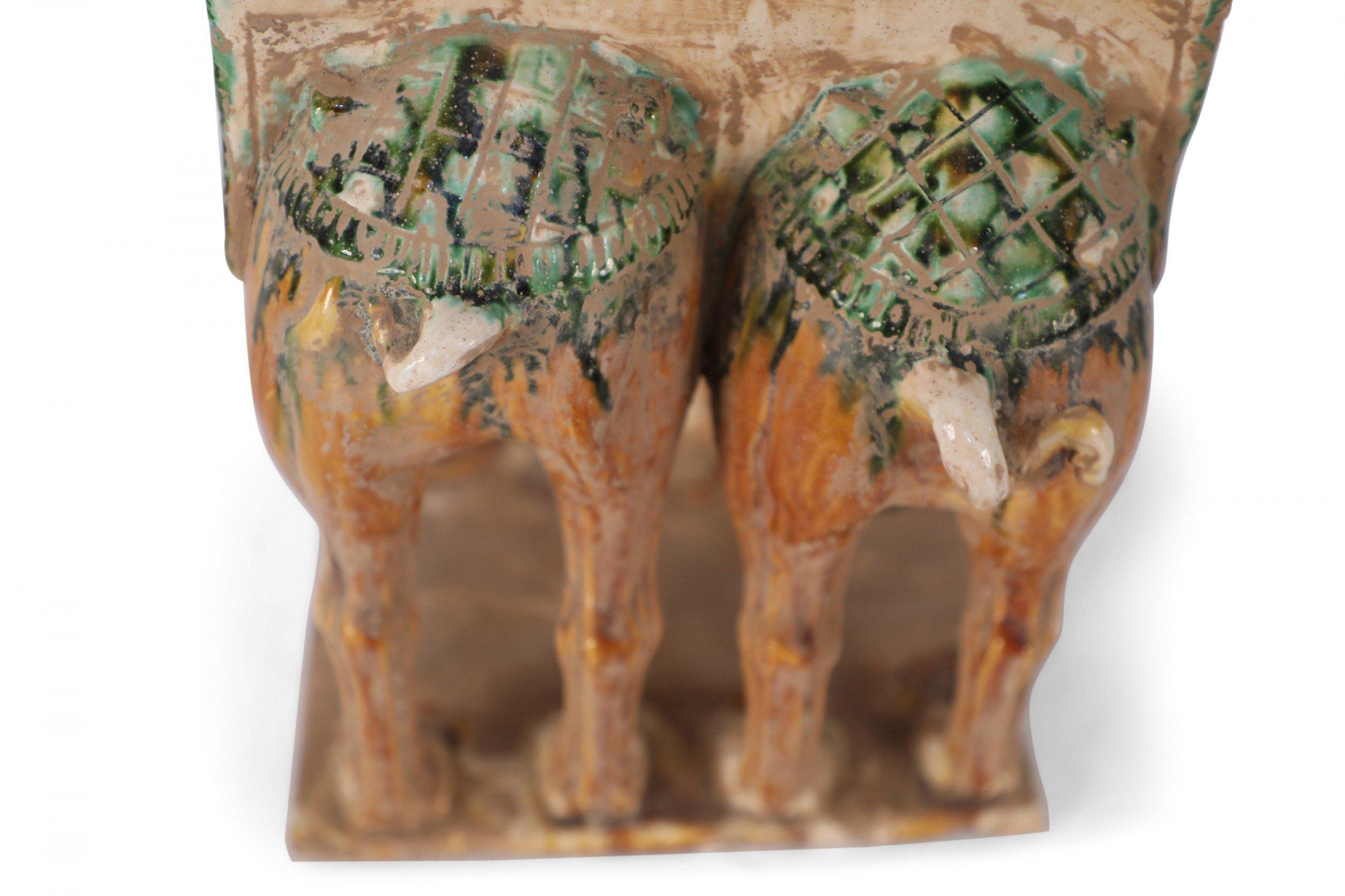 Chinese Tang Dynasty-Style Sancai Glazed Camels with Musicians Tomb Figure For Sale 5