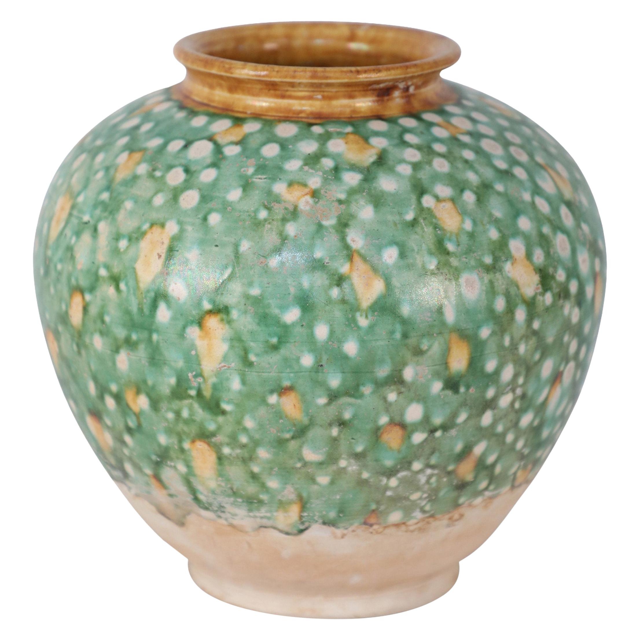 Chinese Tang Dynasty-Style Sancai Glazed Porcelain Vase