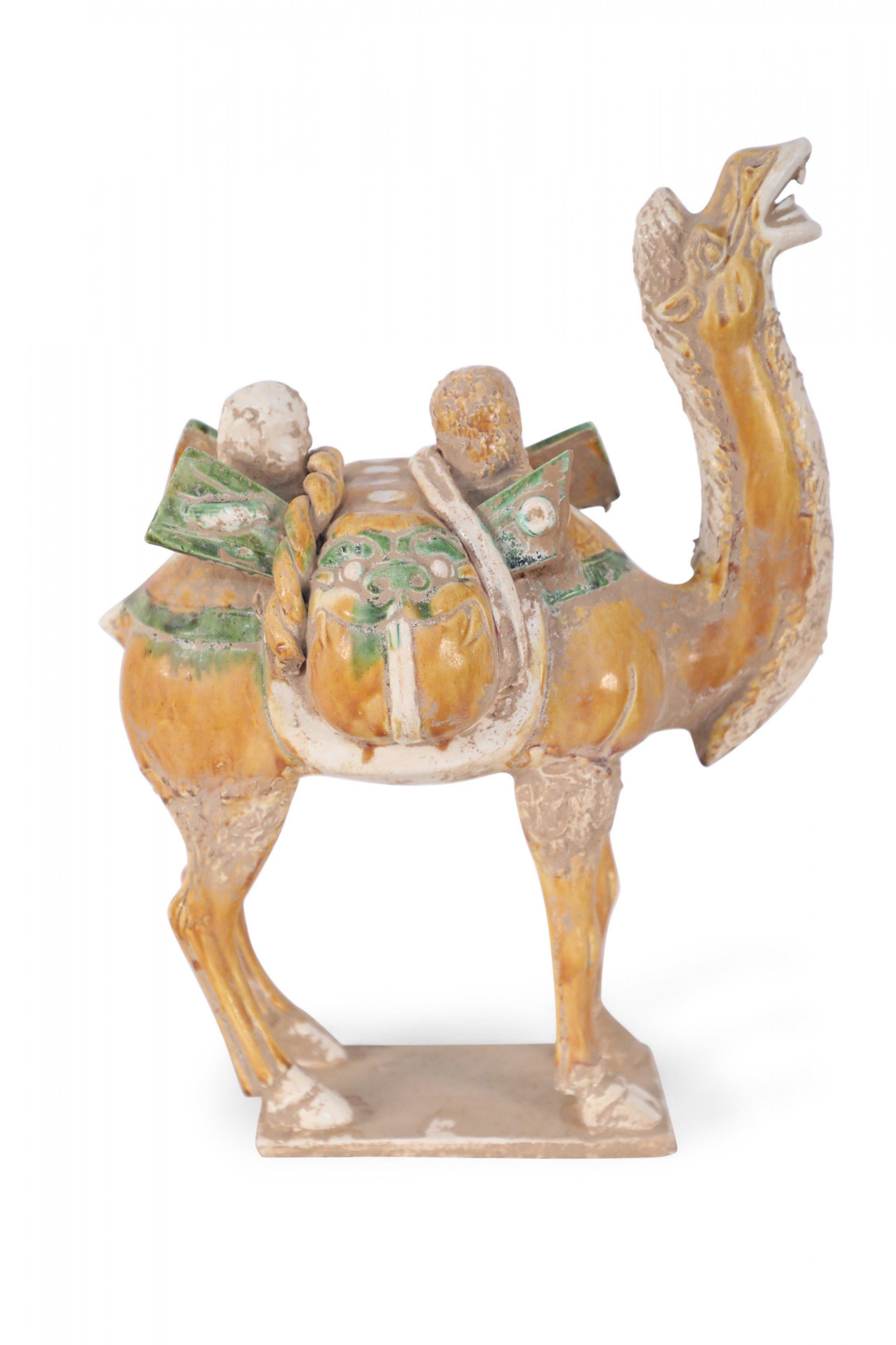 Terracotta Chinese Tang Dynasty-Style Sancai Glazed Terra Cotta Camel Tomb Figure For Sale