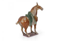 Chinese Tang Dynasty-Style Sancai Glazed Terra Cotta Horse Tomb Figure