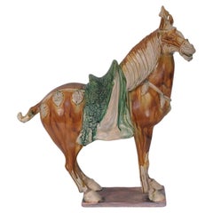 Chinese Tang Dynasty-Style Sancai Glazed Terra Cotta Horse Tomb Figure