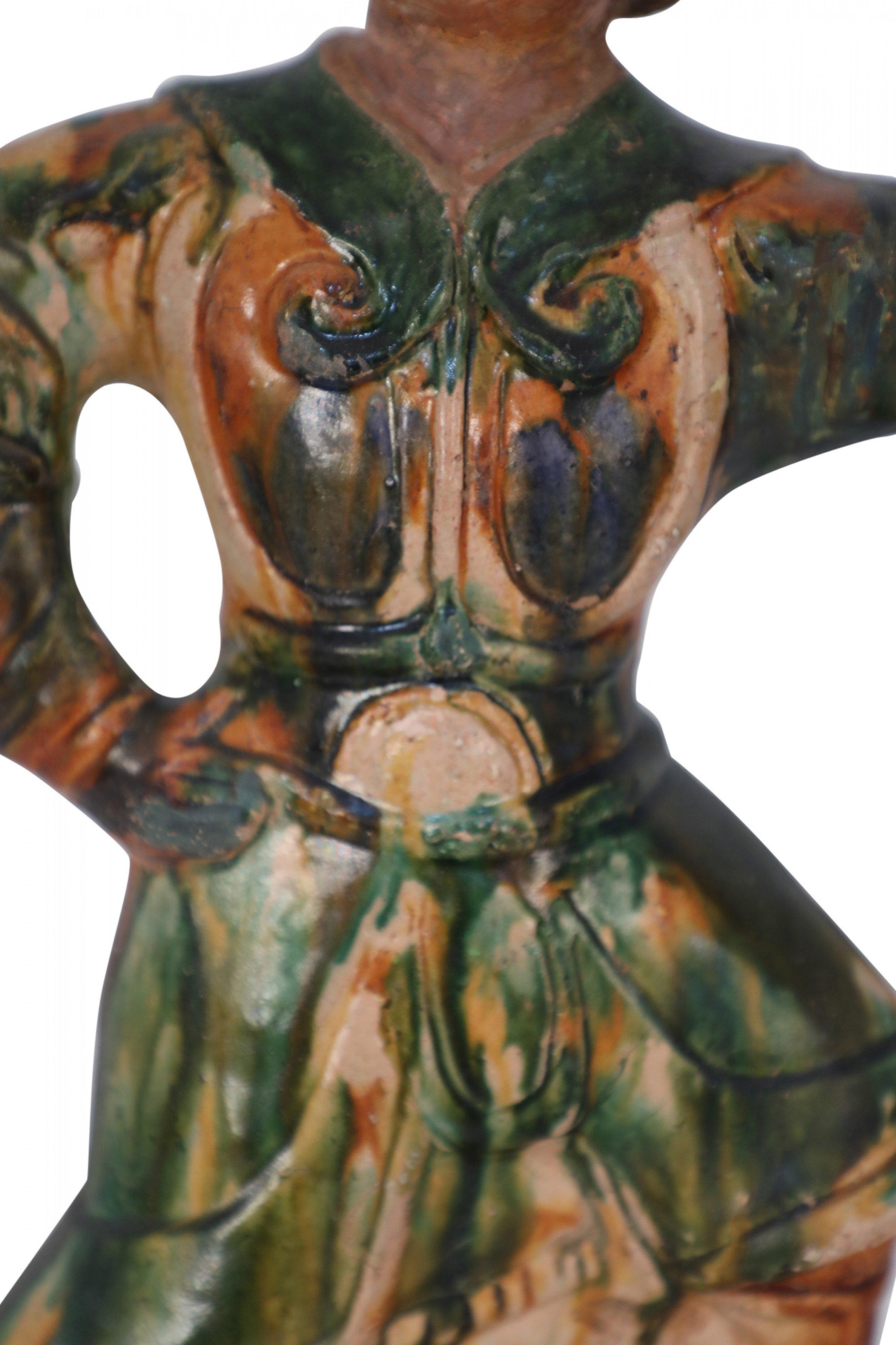 Chinese Tang Dynasty-Style Sancai Glazed Terra Cotta Tomb Guardian For Sale 4