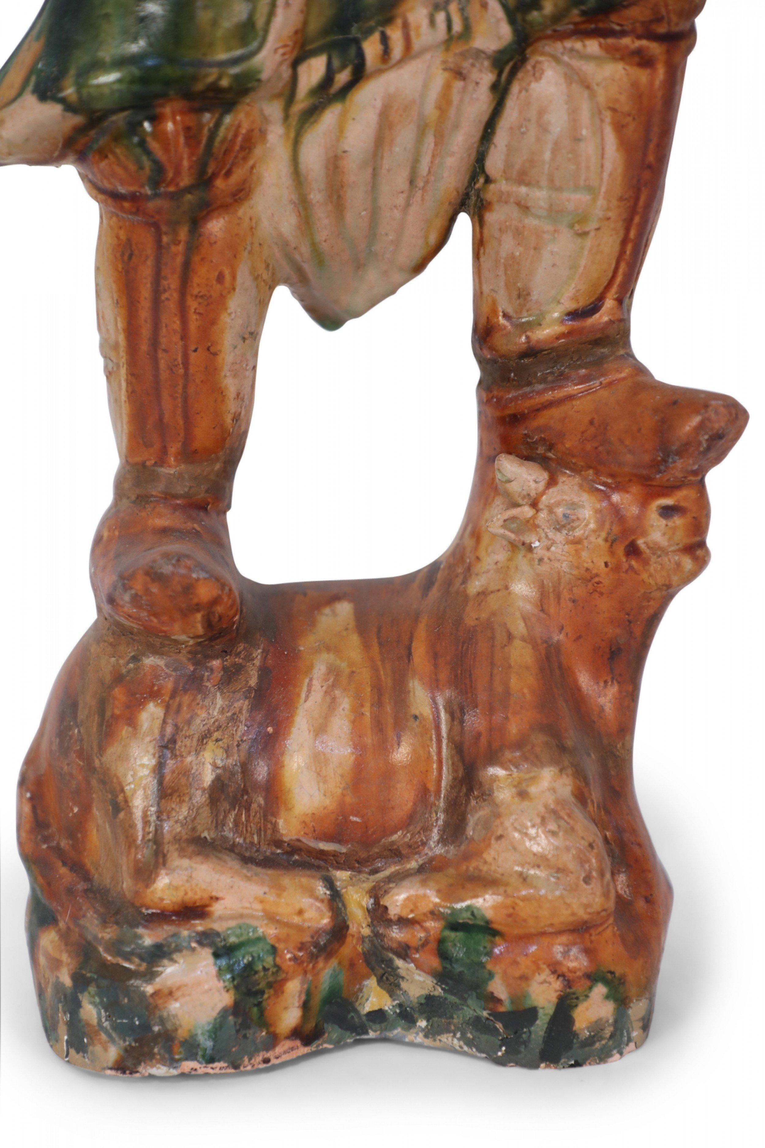 Chinese Tang Dynasty-Style Sancai Glazed Terra Cotta Tomb Guardian For Sale 5