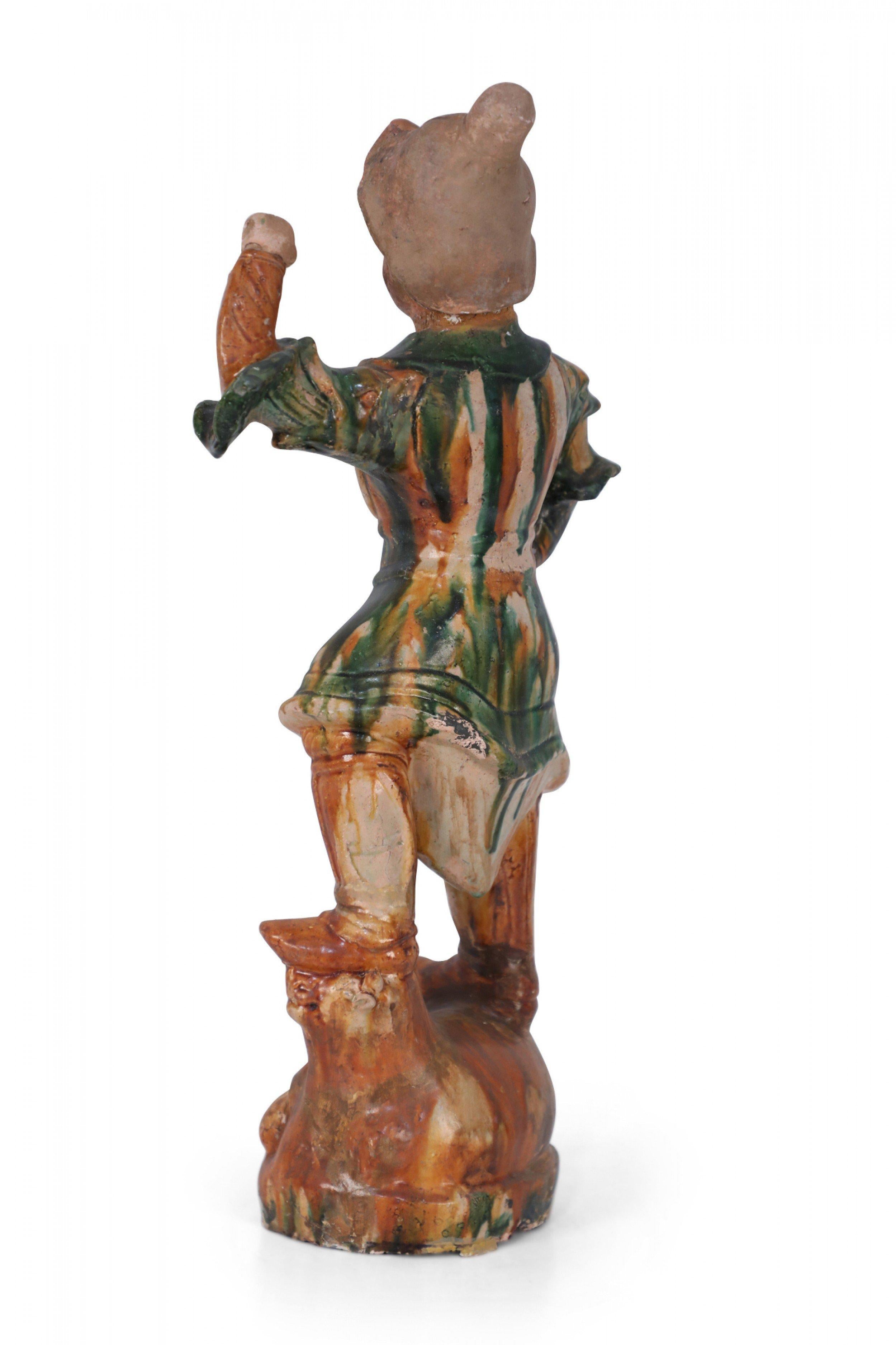 Chinese Export Chinese Tang Dynasty-Style Sancai Glazed Terra Cotta Tomb Guardian For Sale