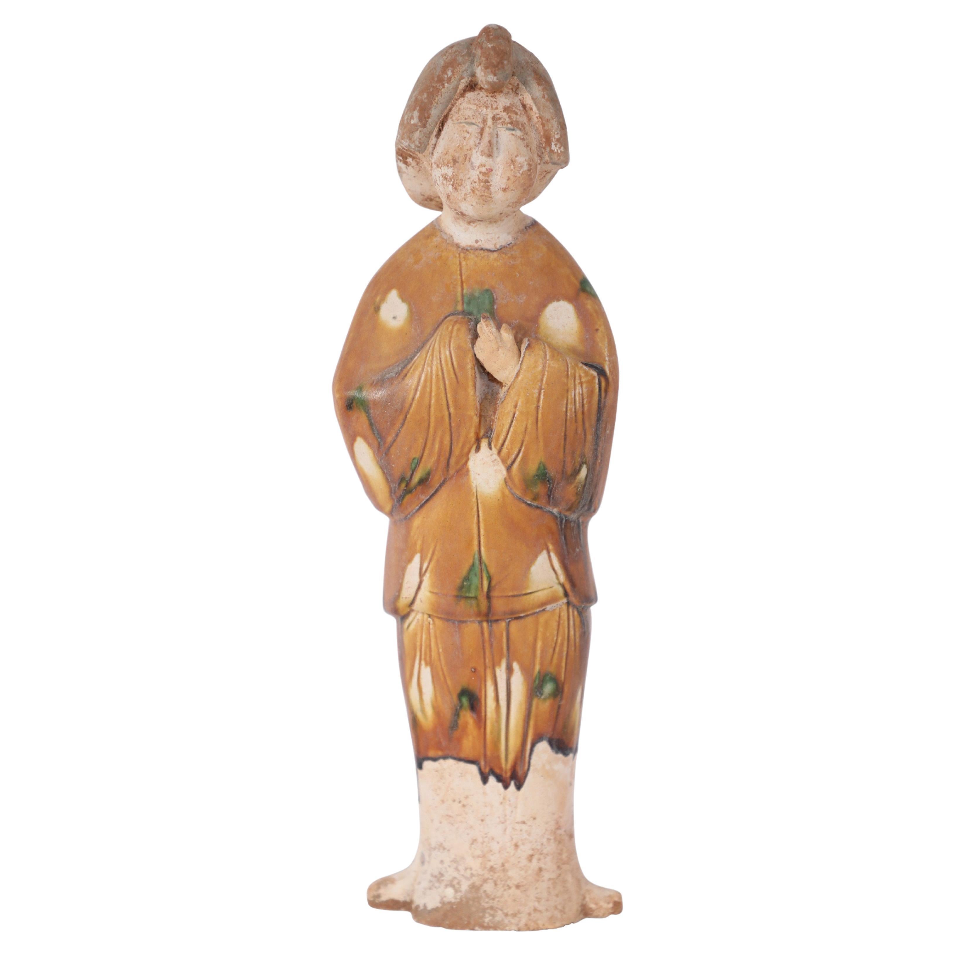 Chinese Tang Dynasty-Style Sancai Glazed Terra Cotta Woman Figure