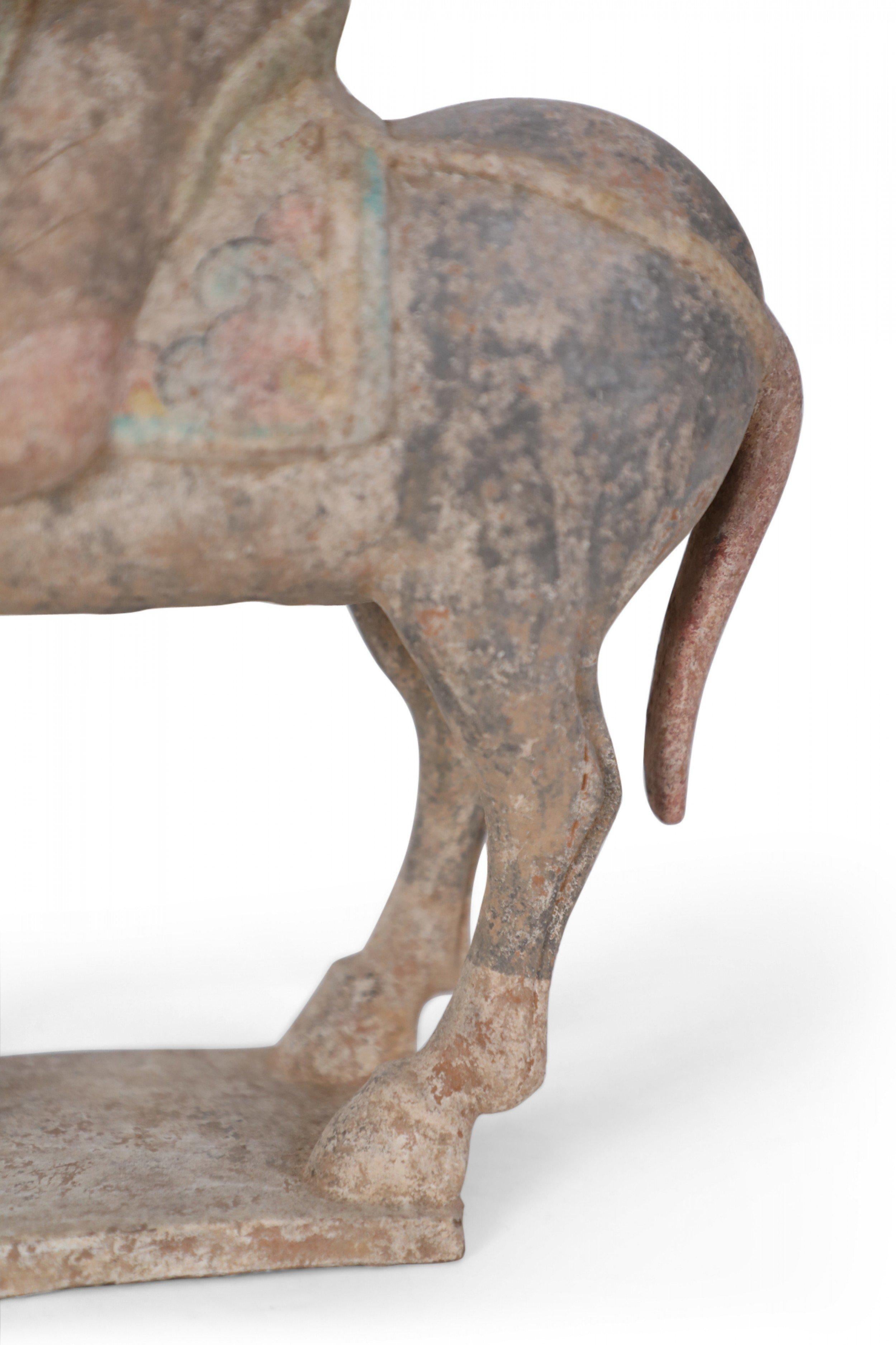 Chinese Tang Dynasty-Style Terra Cotta Horse and Rider Tomb Figure For Sale 3