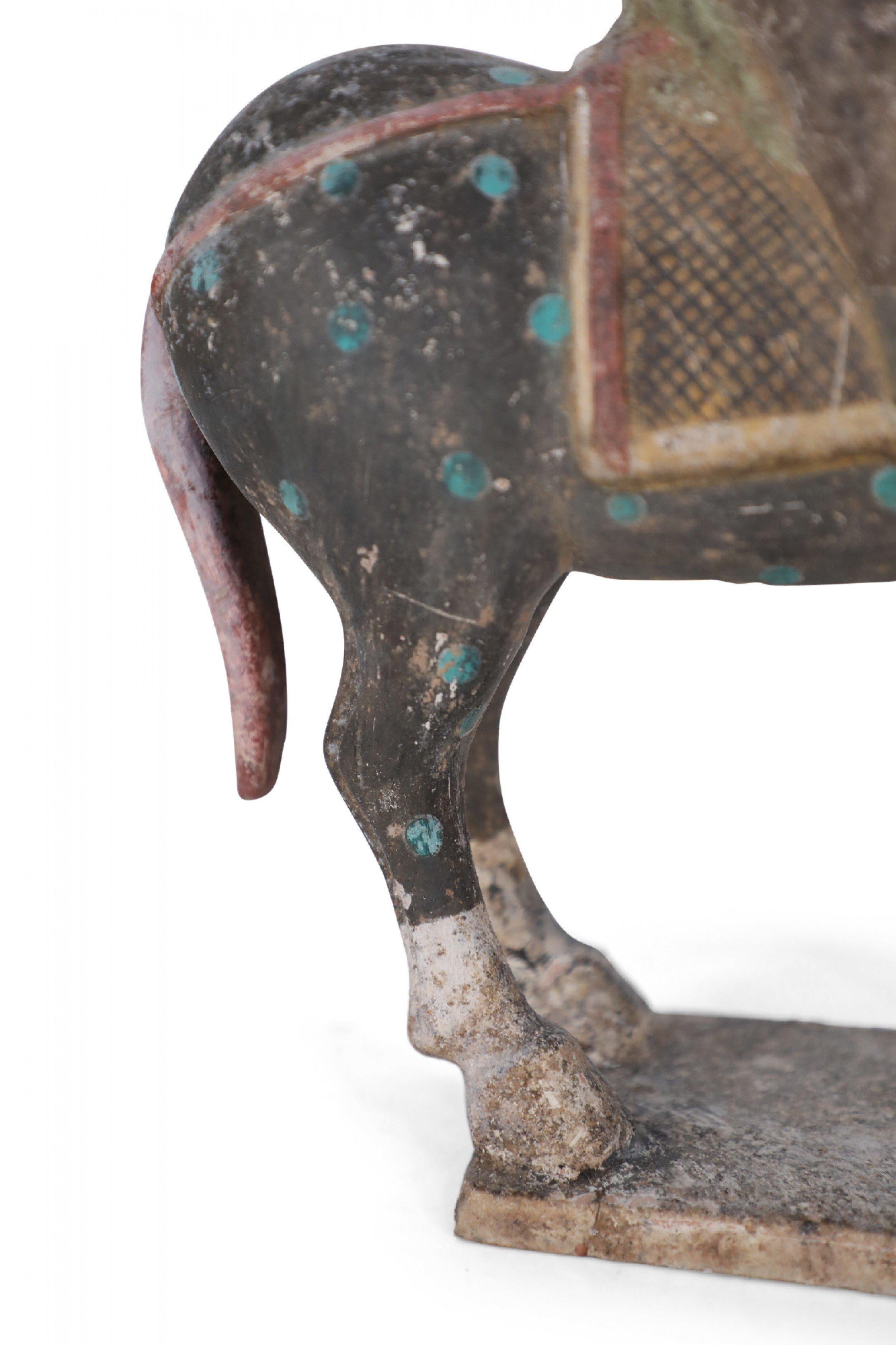 Chinese Tang Dynasty-Style Terra Cotta Horse with Rider Tomb Figure For Sale 7