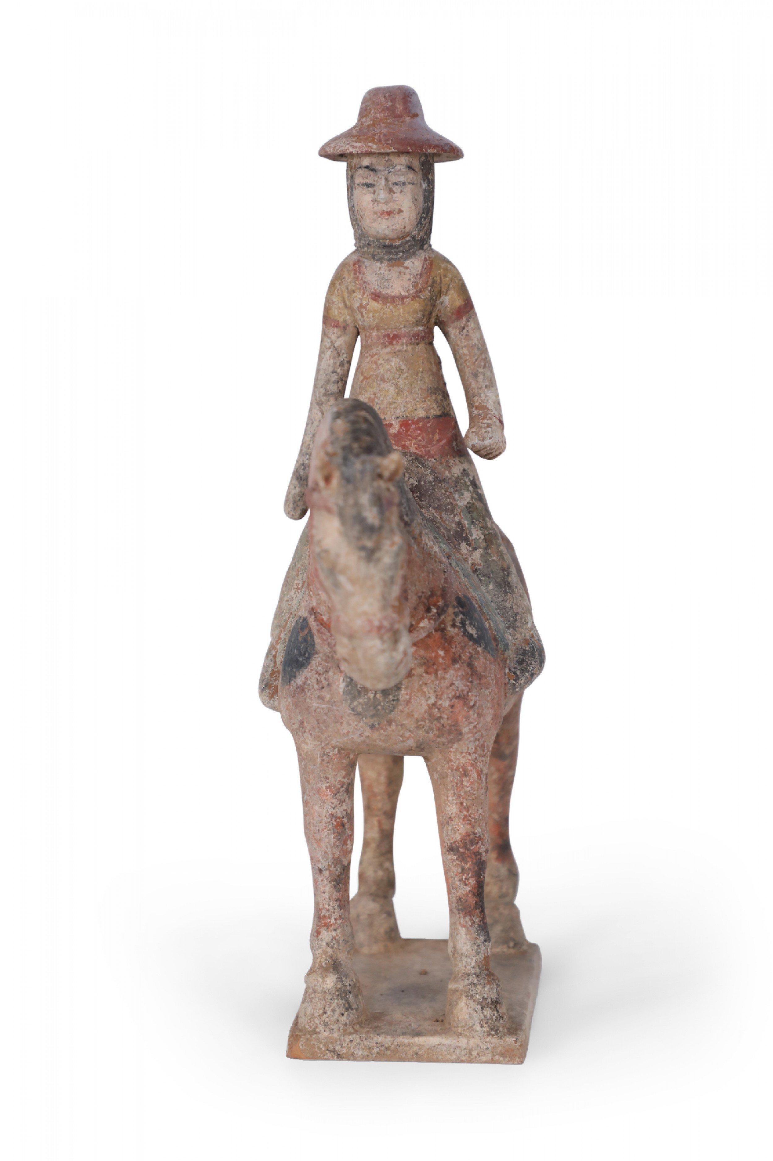 Chinese Tang Dynasty-Style Terra Cotta Horse with Rider Tomb Figure For Sale 3