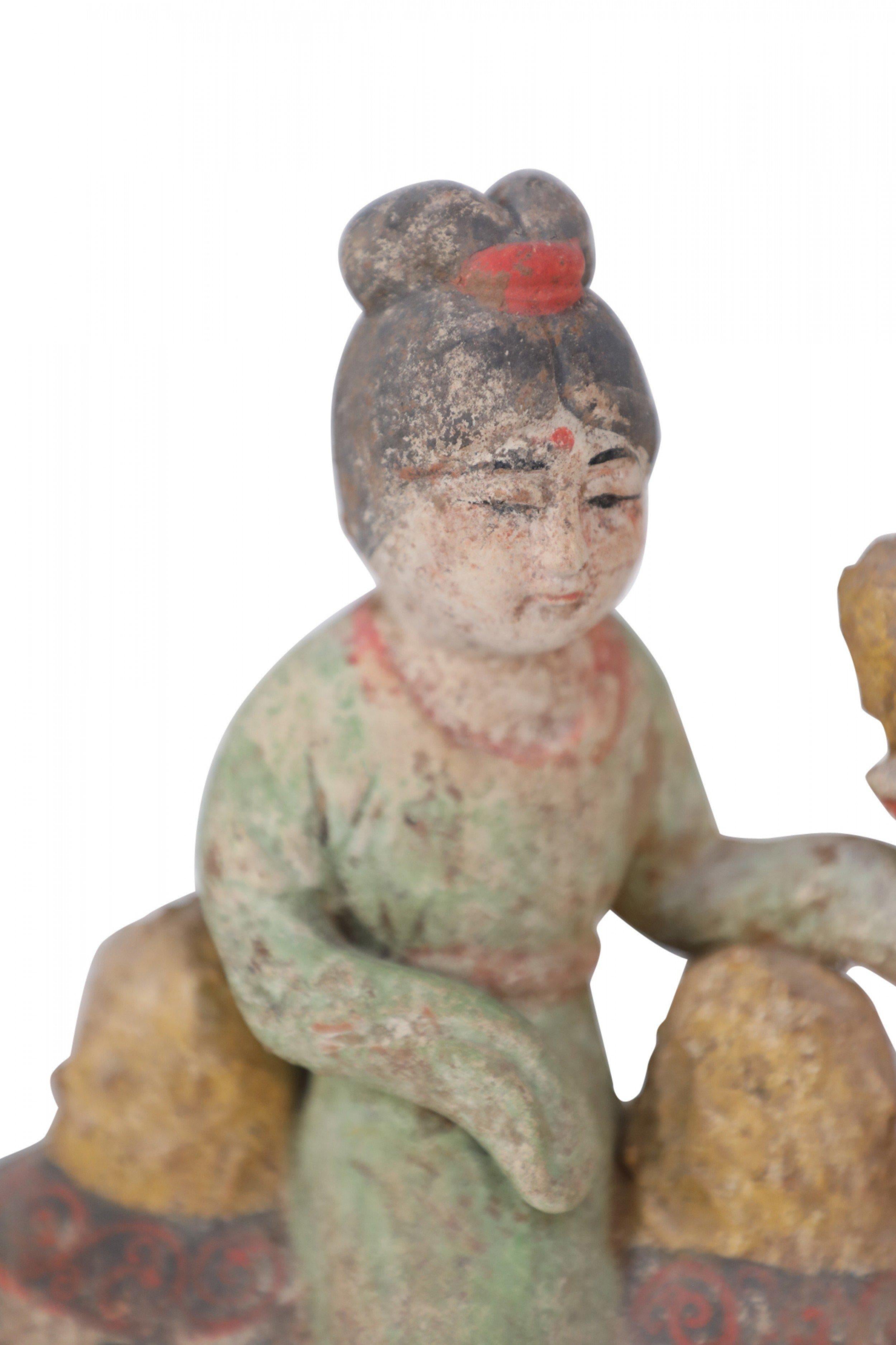 Chinese Tang Dynasty-Style Terra Cotta Kneeling Camel and Woman Tomb Figure For Sale 4