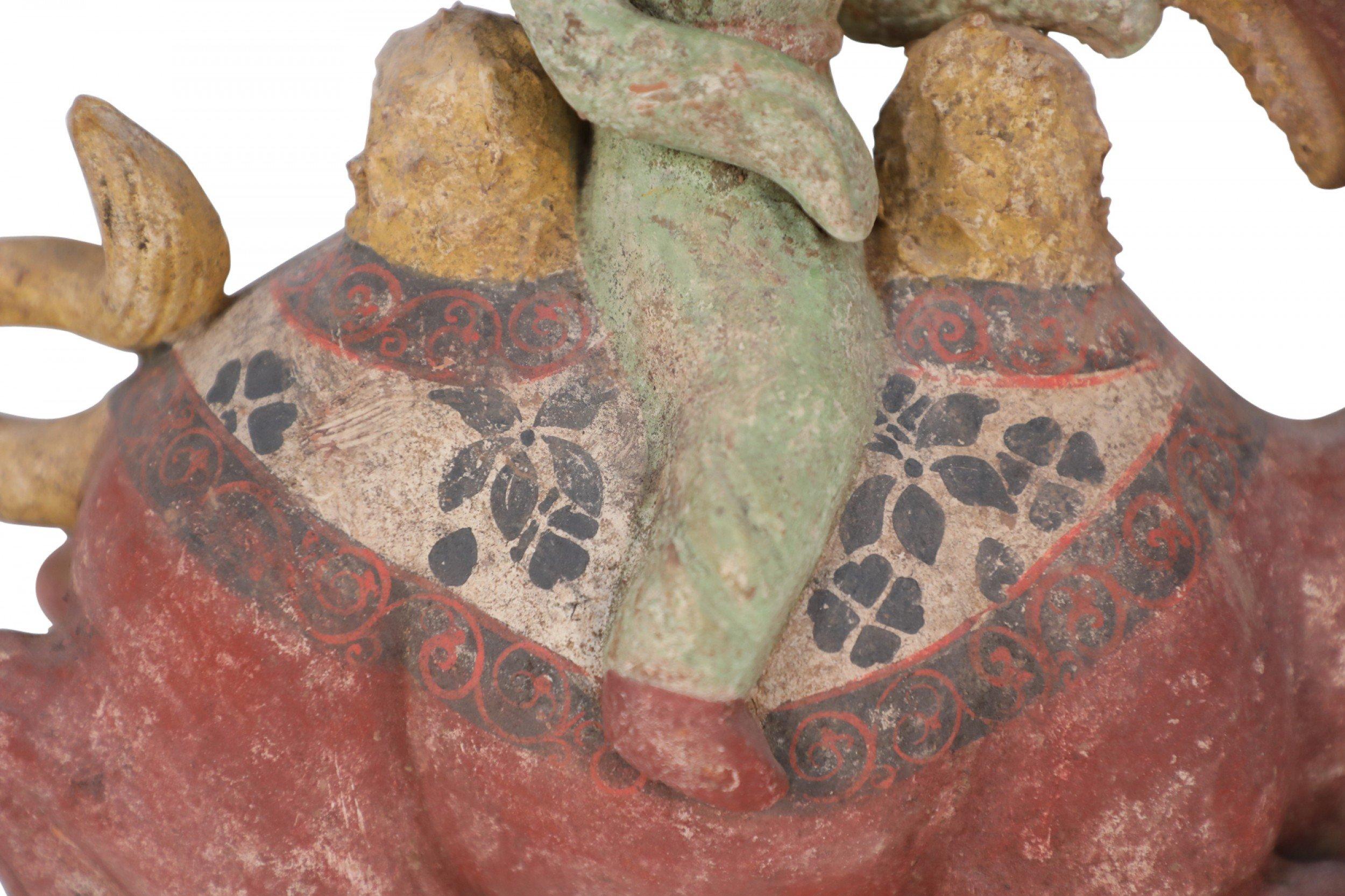 Chinese Tang Dynasty-Style Terra Cotta Kneeling Camel and Woman Tomb Figure For Sale 5