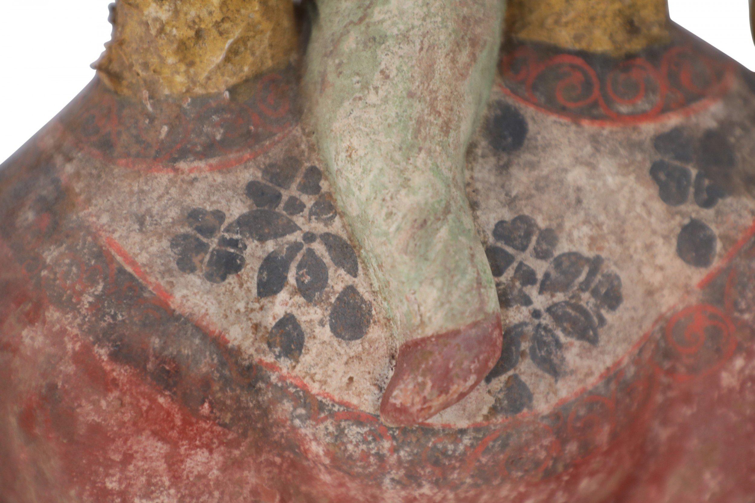 Chinese Tang Dynasty-Style Terra Cotta Kneeling Camel and Woman Tomb Figure For Sale 7