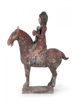 Chinese Tang Dynasty-Style Terra Cotta Rider and Horse Tomb Figure
