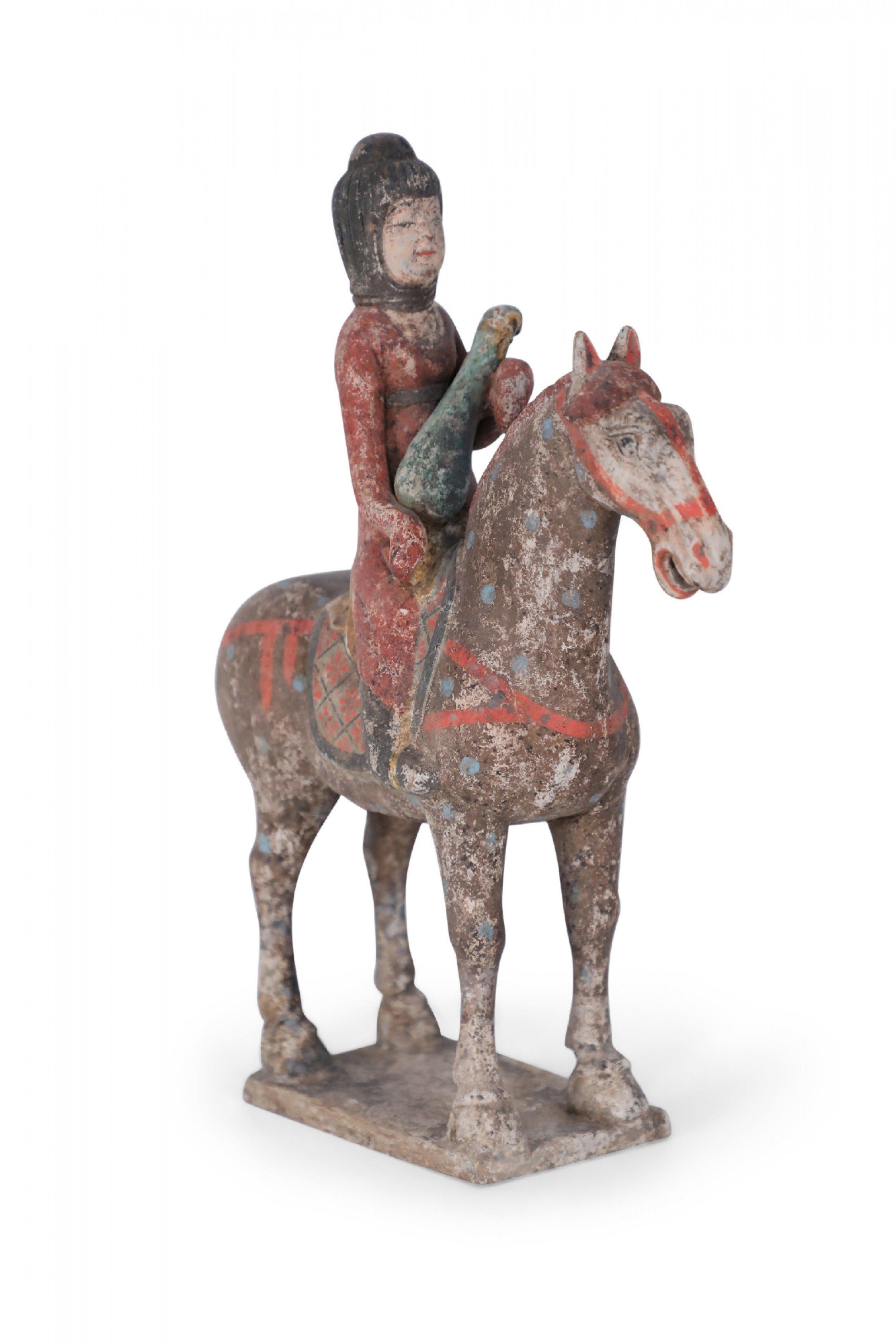 Chinese Tang Dynasty-Style Terra Cotta Rider and Horse Tomb Figure For Sale 1