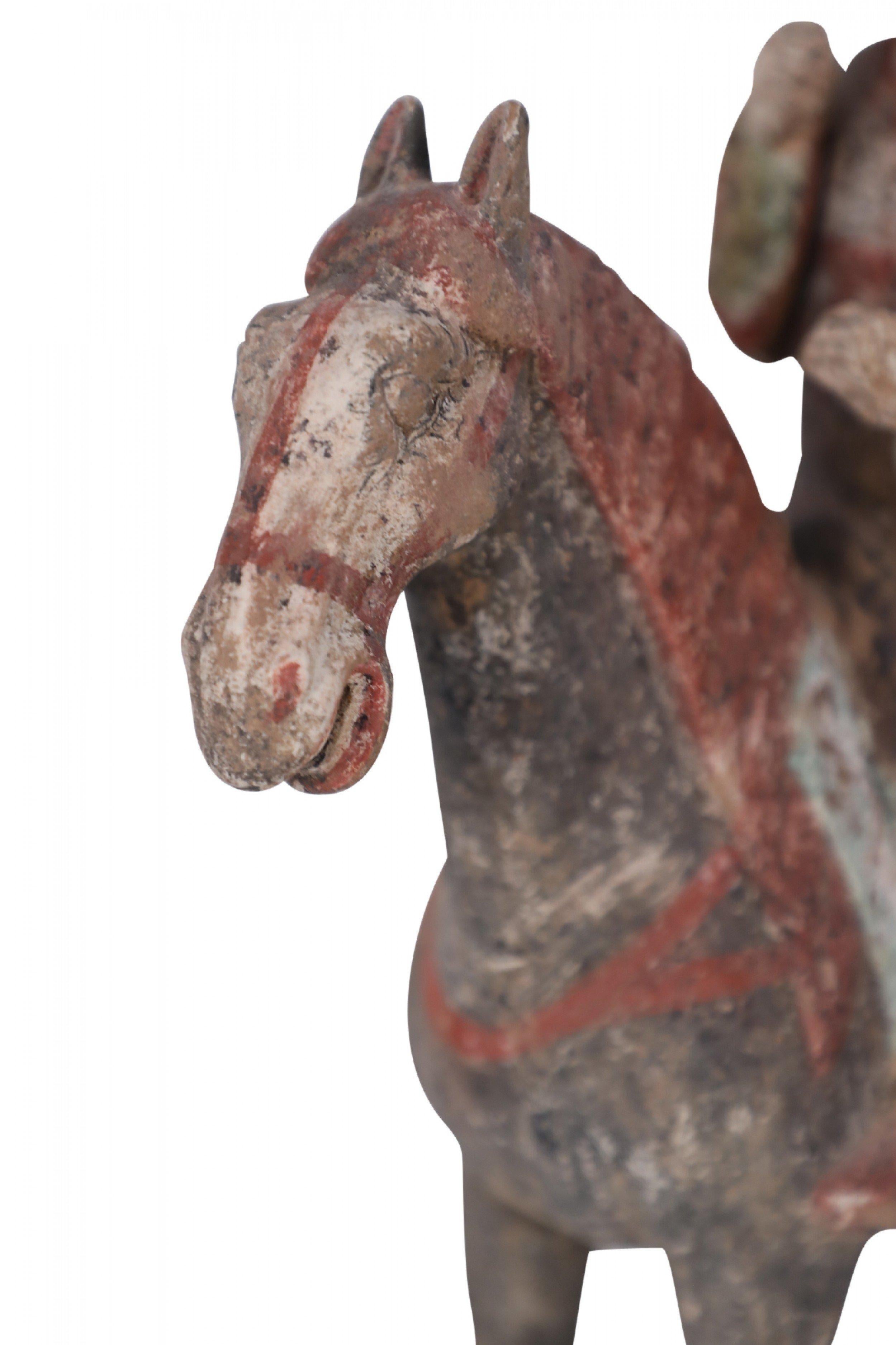 Chinese Tang Dynasty-Style Terra Cotta Woman and Horse Tomb Figure For Sale 3