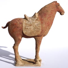 Chinese Tang Dynasty Terracotta Pottery Red War Horse