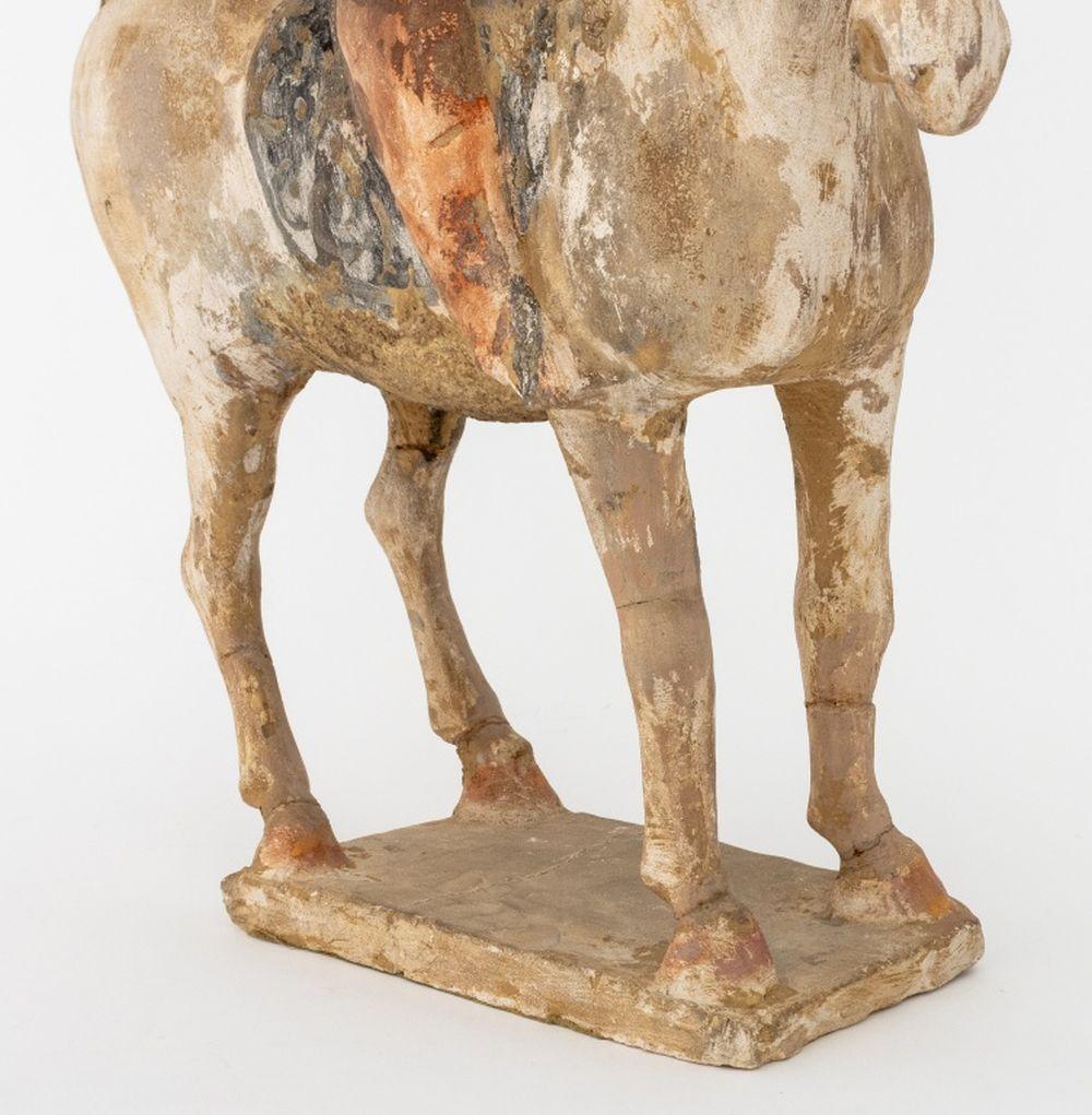 Chinese Tang Horse & Rider Pottery Sculpture In Good Condition In Astoria, NY