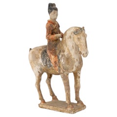 Chinese Tang Horse & Rider Pottery Sculpture
