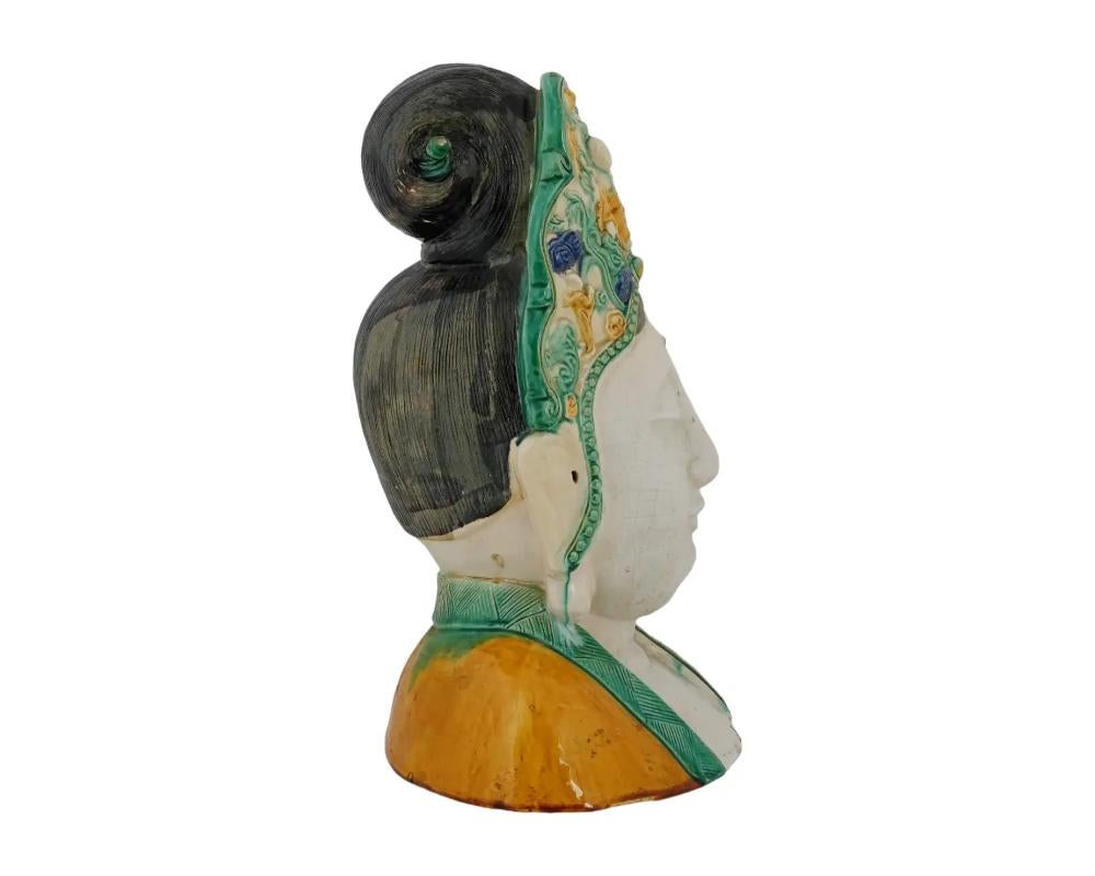 Chinese Tang Manner Glazed Pottery Bust Of Guanyin For Sale 1