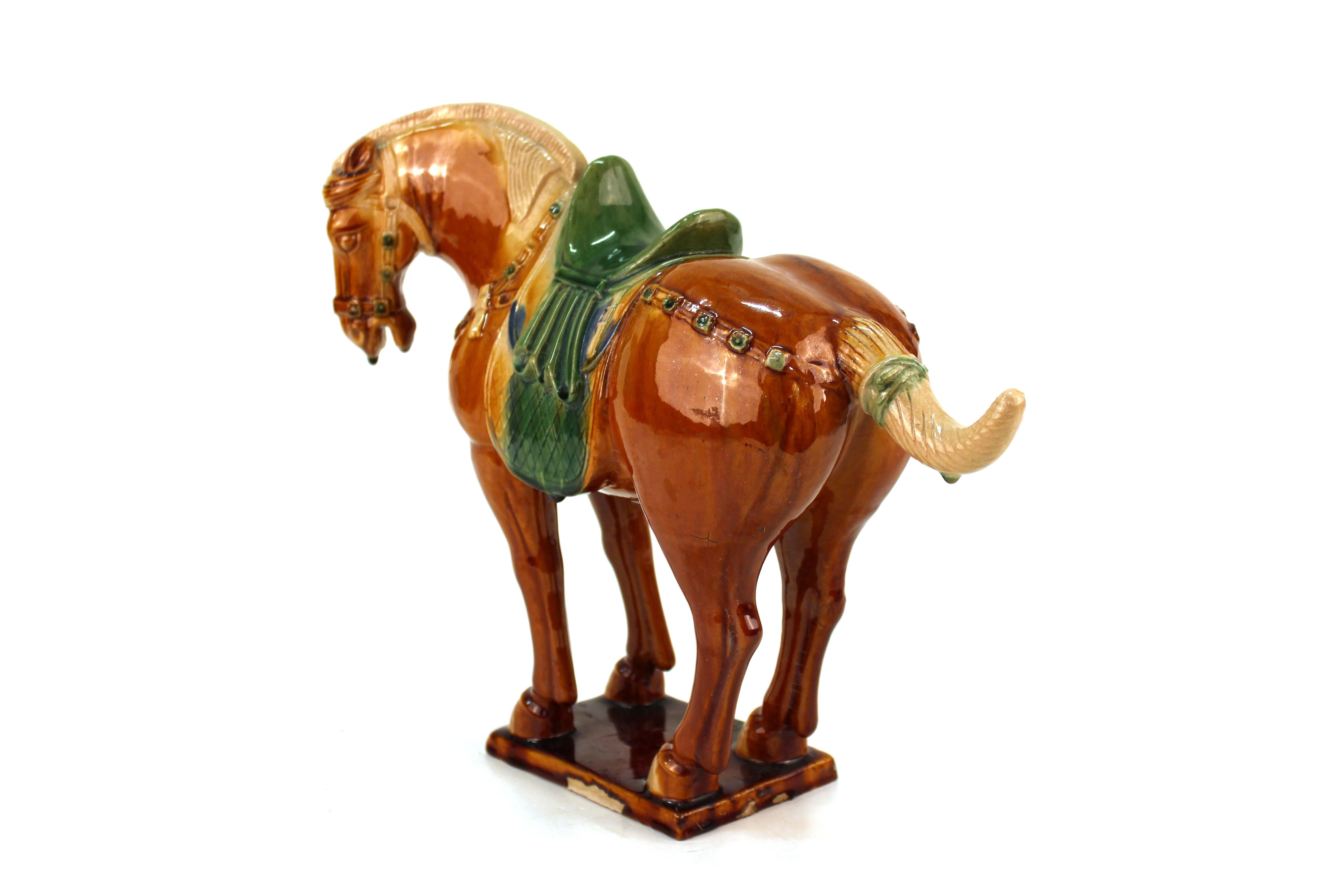 Chinese Tang Manner Sancai-Glazed Pottery of a Standing Horse In Good Condition In New York, NY