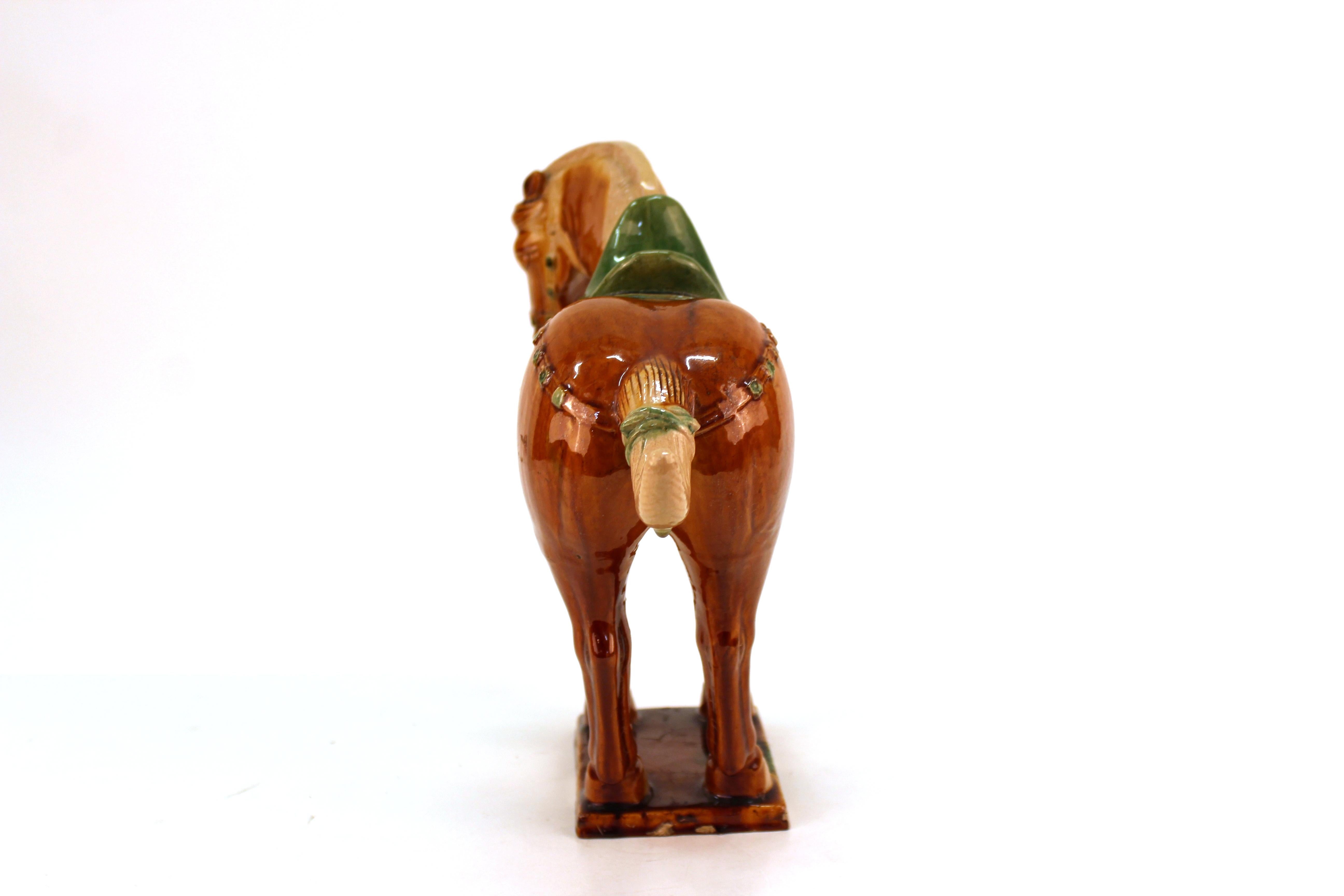 20th Century Chinese Tang Manner Sancai-Glazed Pottery of a Standing Horse