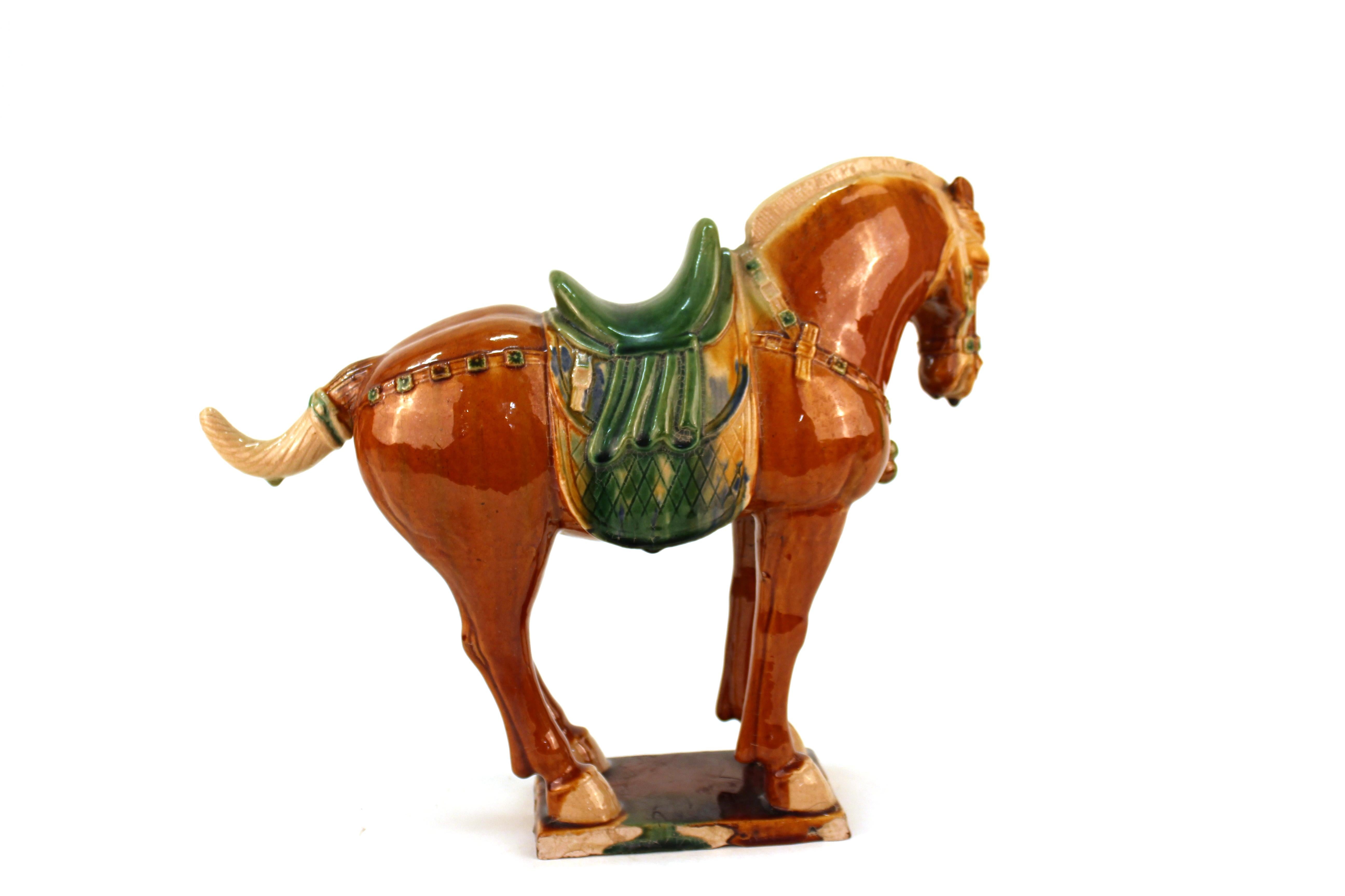 Chinese Tang Manner Sancai-Glazed Pottery of a Standing Horse 1