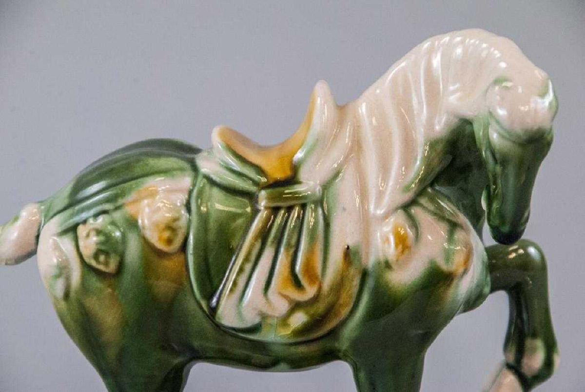 Chinese Tang Style Glazed Pottery Hand Painted Horse In Good Condition In Sheffield, MA