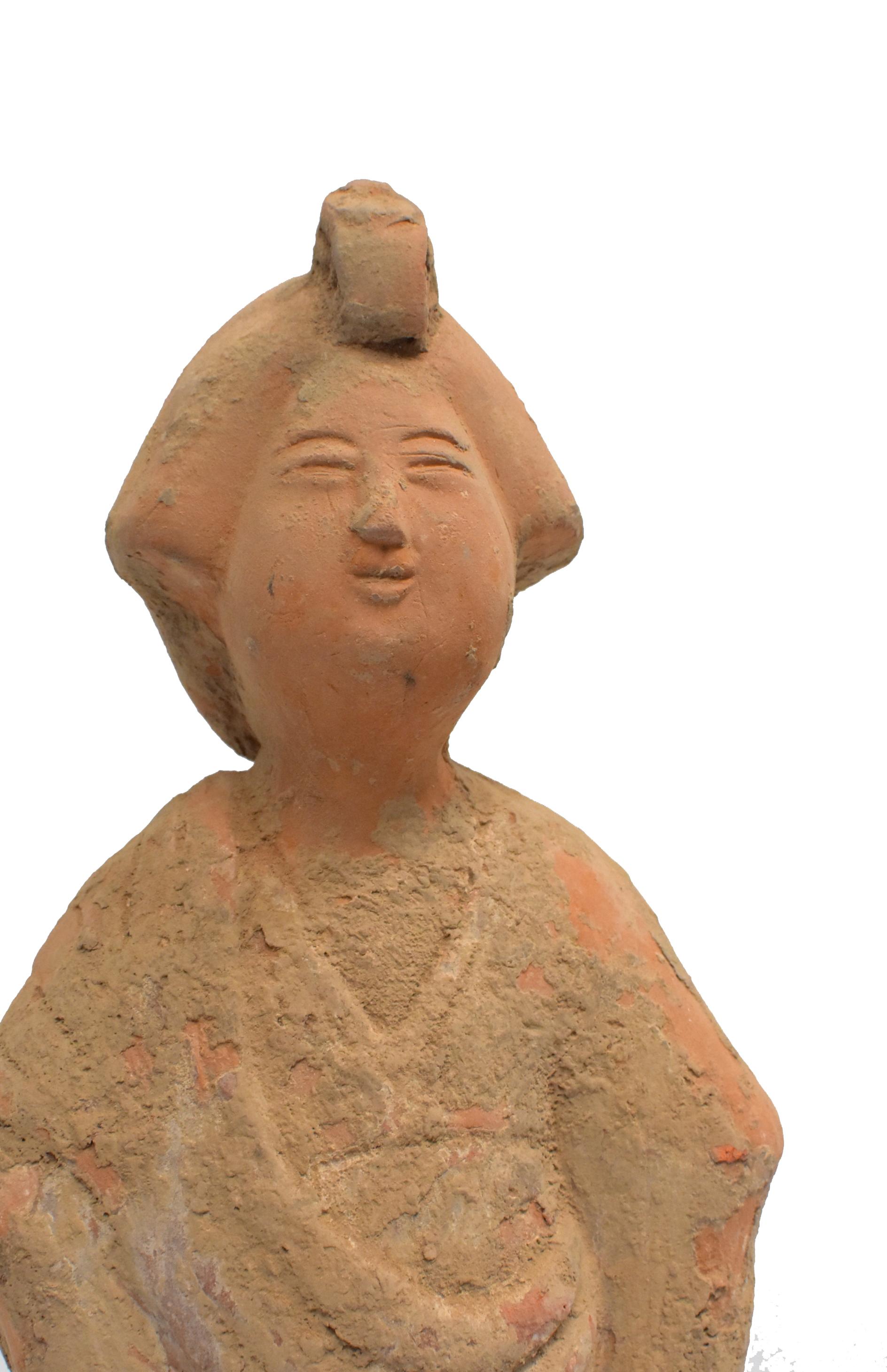 20th Century Chinese Tang Style Pottery Court Lady Figure 1
