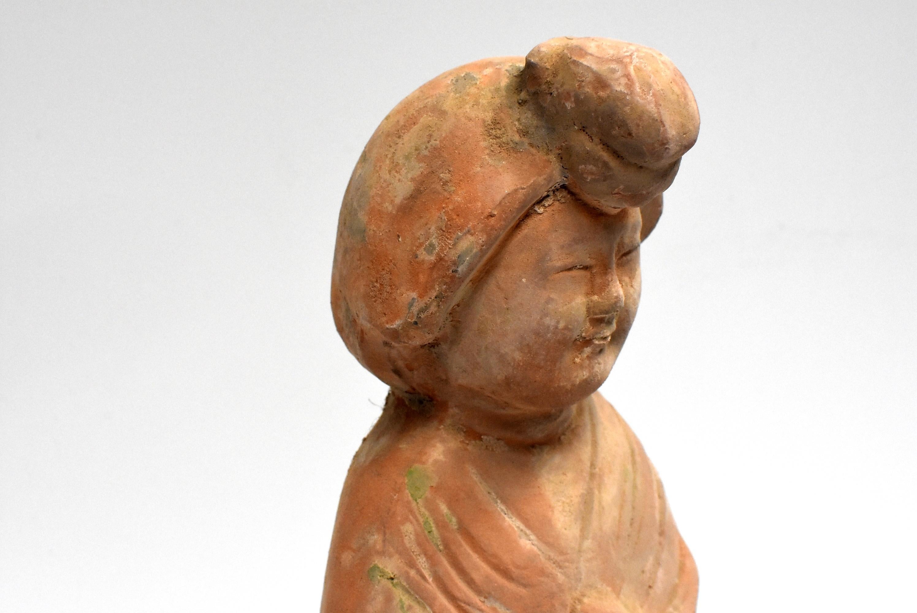 Chinese Terracotta Court Lady Tang Figure 2 In Good Condition In Somis, CA
