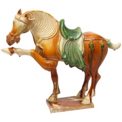 Chinesische Tang-Stil Sancai glasierte Keramik Pferd