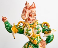 Chinese Tang Style Sancai Glazed Warrior Figure
