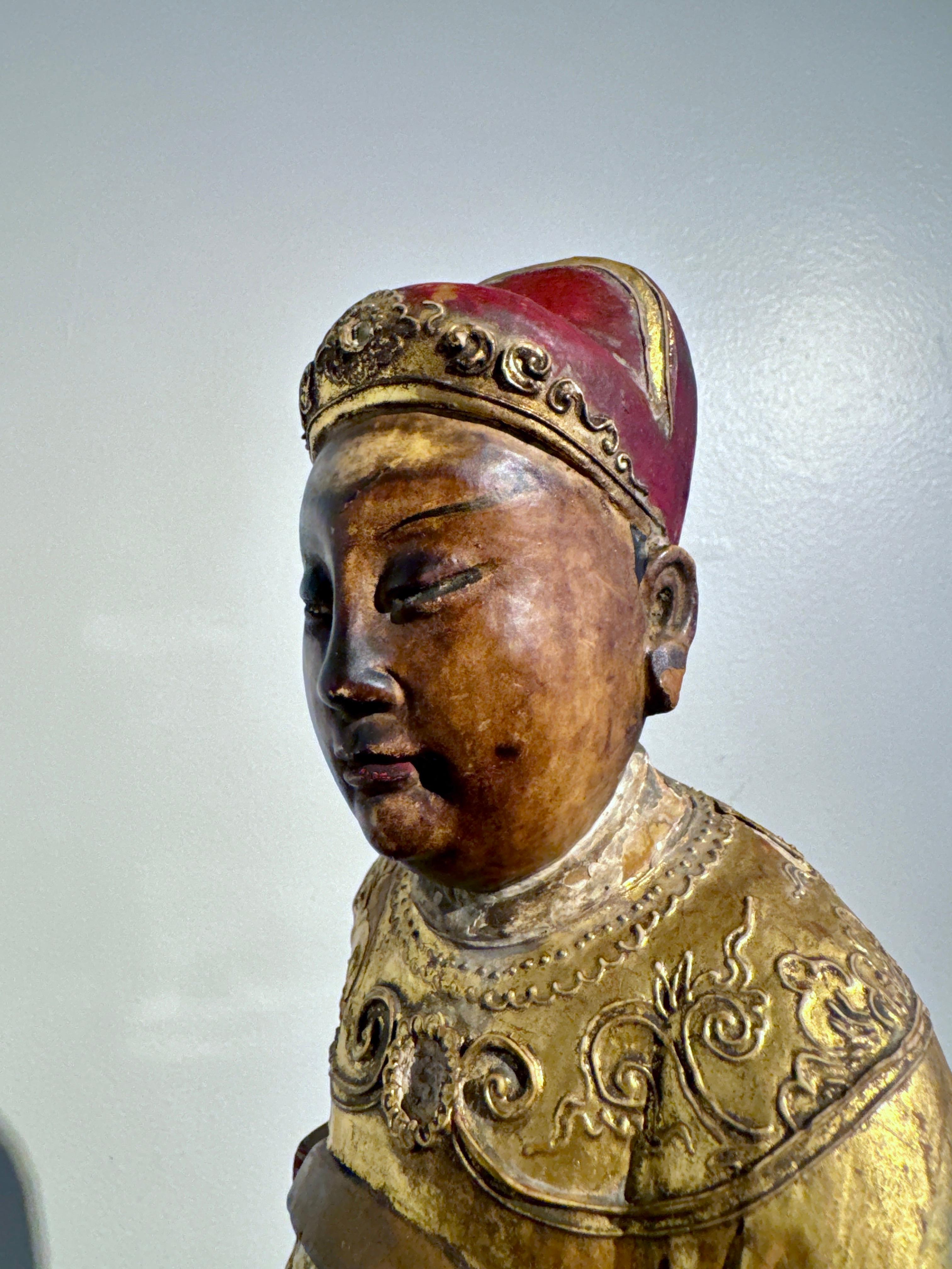 Chinesische taoistische Figur von Wenchang, späte Qing Dynasty, um 1900, China im Angebot 3