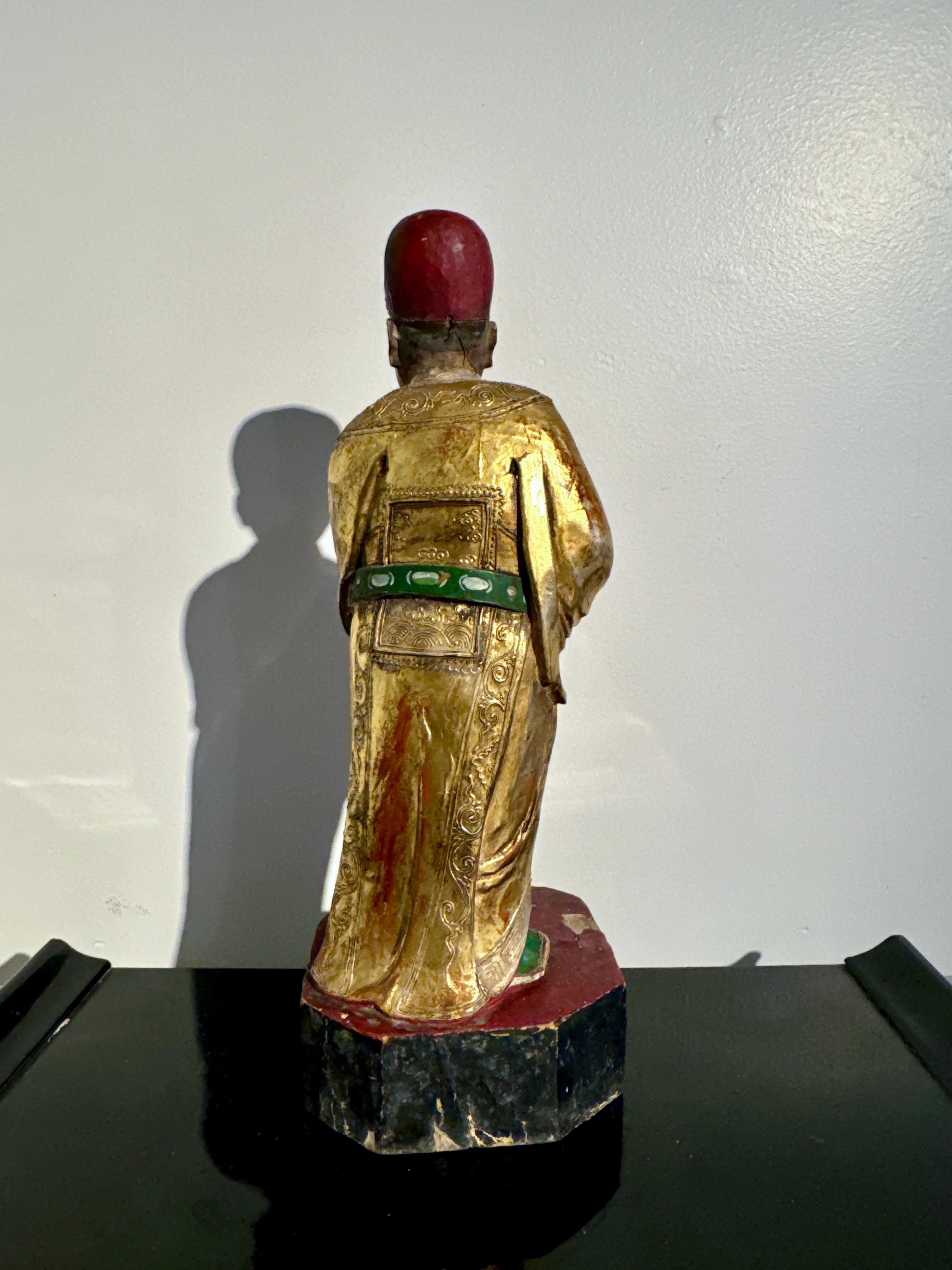 Chinesische taoistische Figur von Wenchang, späte Qing Dynasty, um 1900, China im Zustand „Relativ gut“ im Angebot in Austin, TX