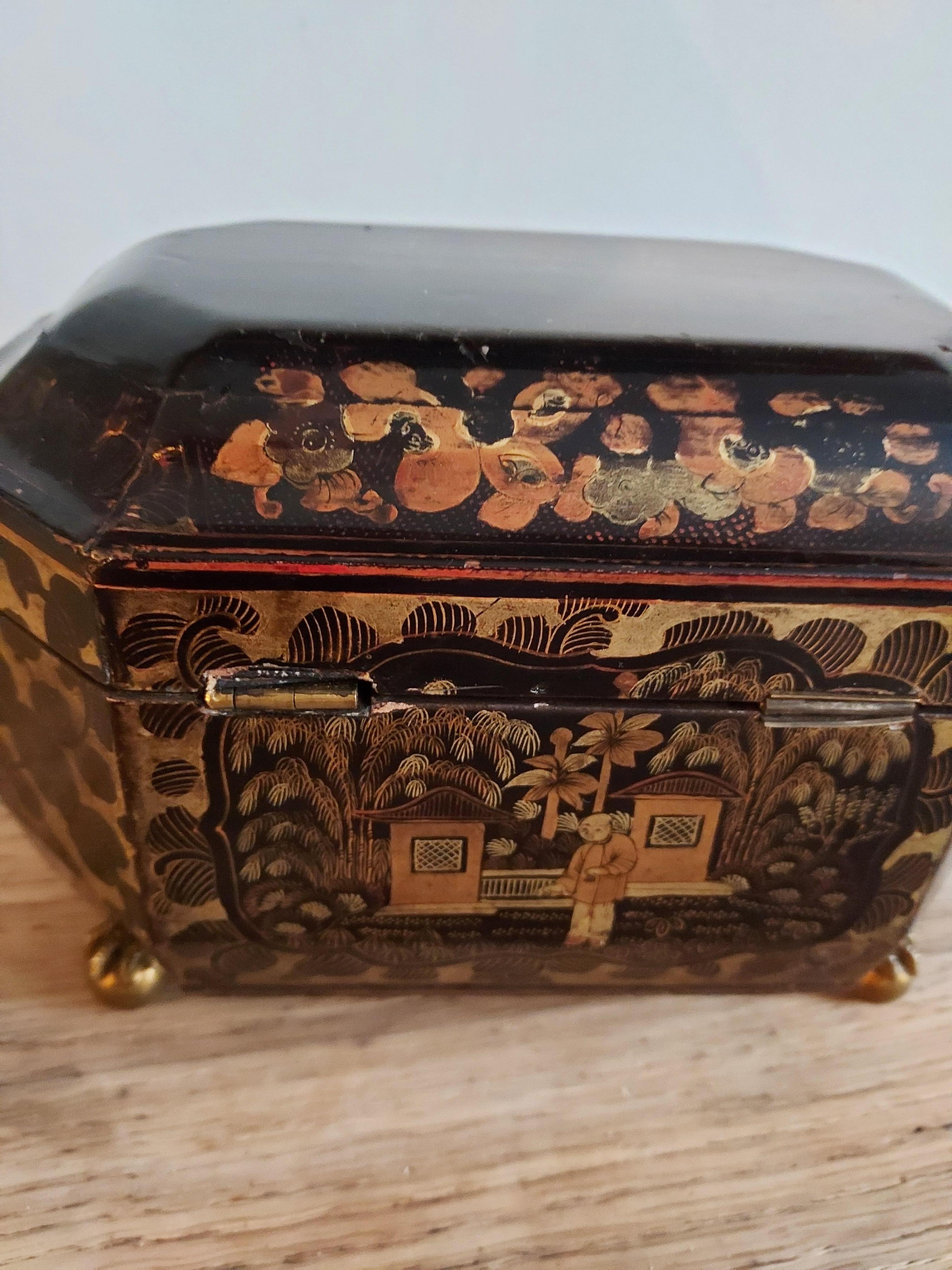 Chinese lacquer tea caddy
